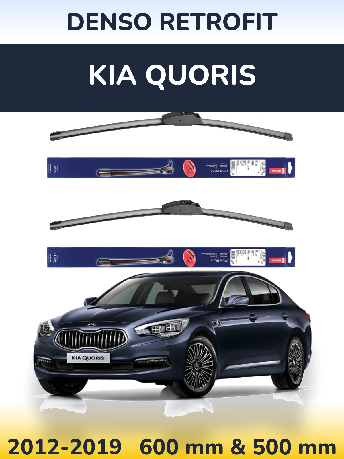 Komplet przednich wycieraczek Denso Retrofit 600 & 500 mm do KIA Quoris 2012-2019