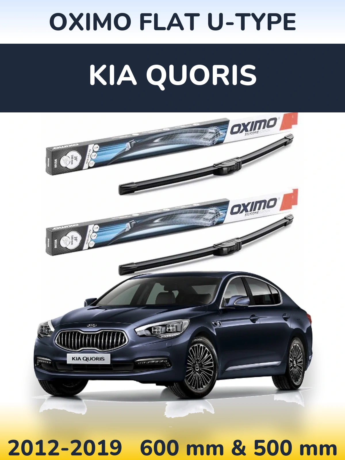Komplet przednich wycieraczek Oximo Flat U-type 600 & 500 mm do KIA Quoris 2012-2019