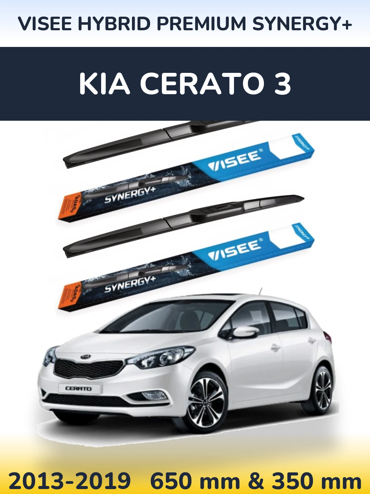 Komplet przednich wycieraczek VISEE HYBRID PREMIUM SYNERGY+ 650 & 350 mm do KIA Cerato 3 2013-2019