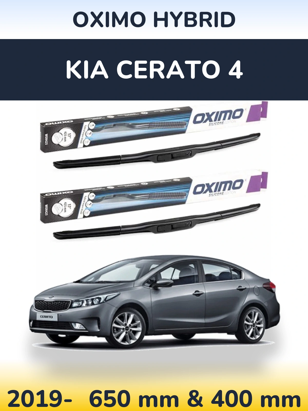 Komplet przednich wycieraczek Oximo Hybrid 650 & 400 mm do KIA Cerato 4 2019-2026