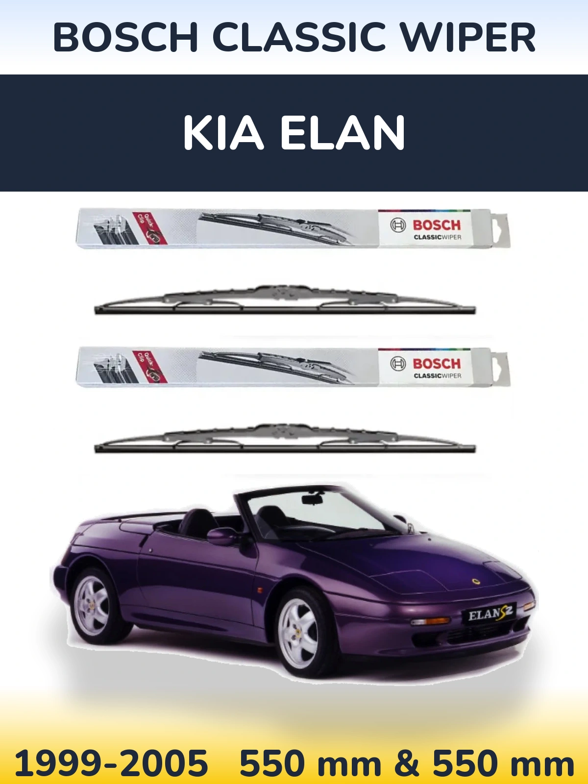 Komplet przednich wycieraczek BOSCH Classic Wiper 550 & 550 mm do KIA Elan 1999-2005
