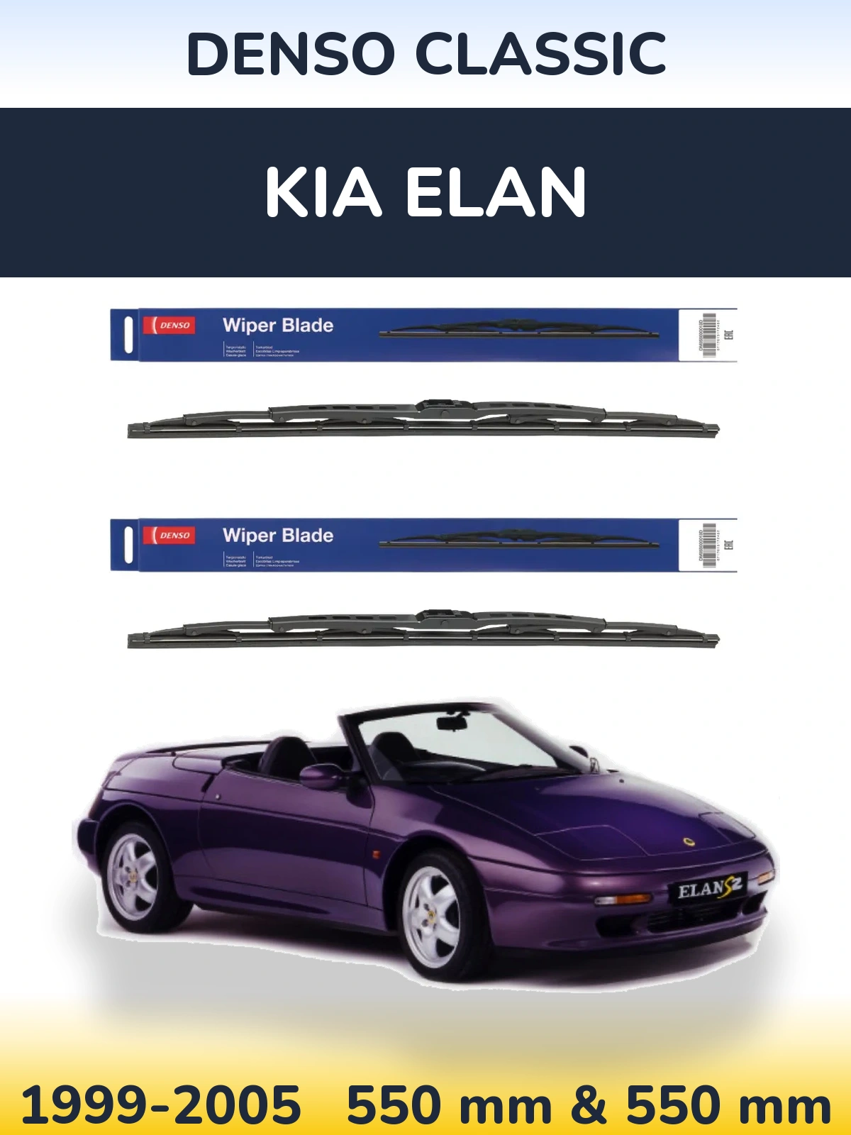 Komplet przednich wycieraczek Denso Classic 550 & 550 mm do KIA Elan 1999-2005