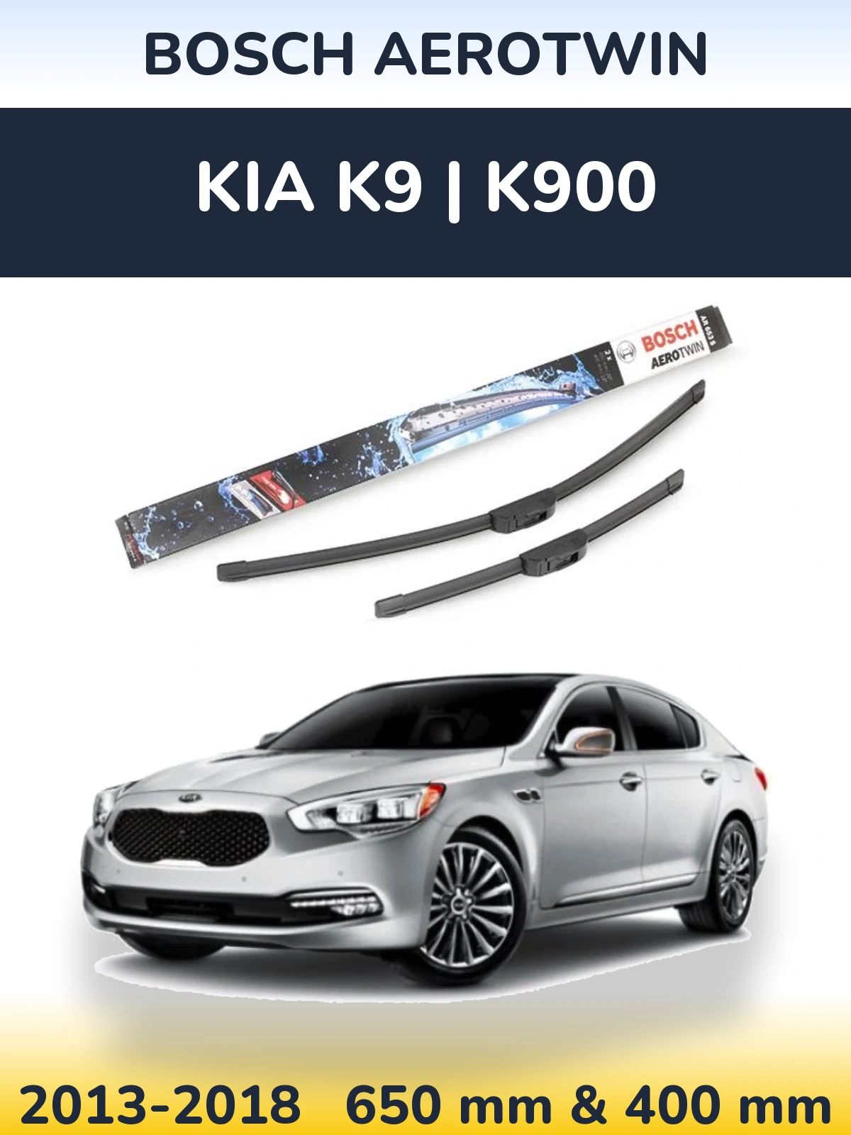 Komplet przednich wycieraczek BOSCH AeroTwin 650 & 400 mm do KIA K9 | K900 2013-2018