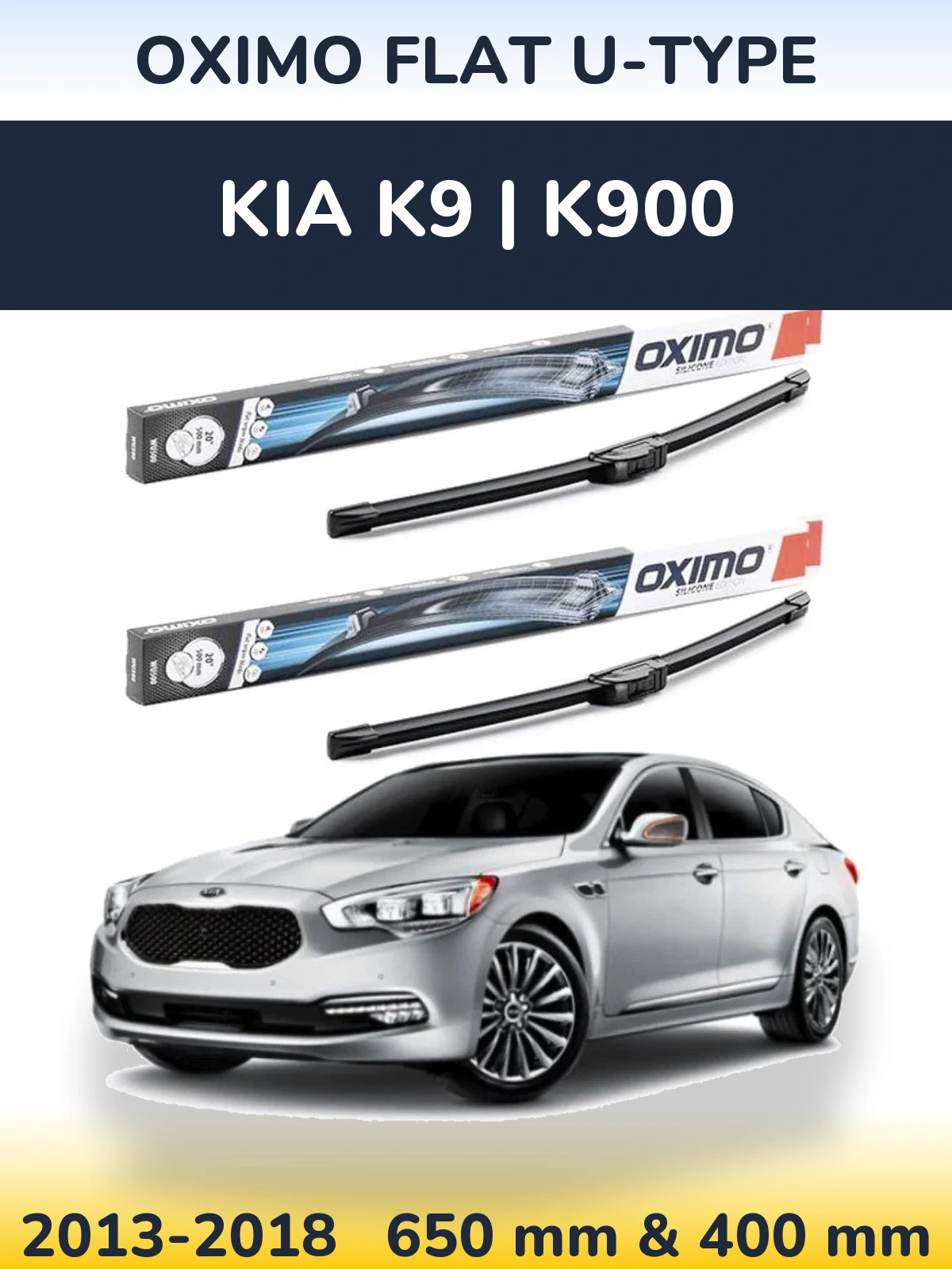 Komplet przednich wycieraczek Oximo Flat U-type 650 & 400 mm do KIA K9 | K900 2013-2018