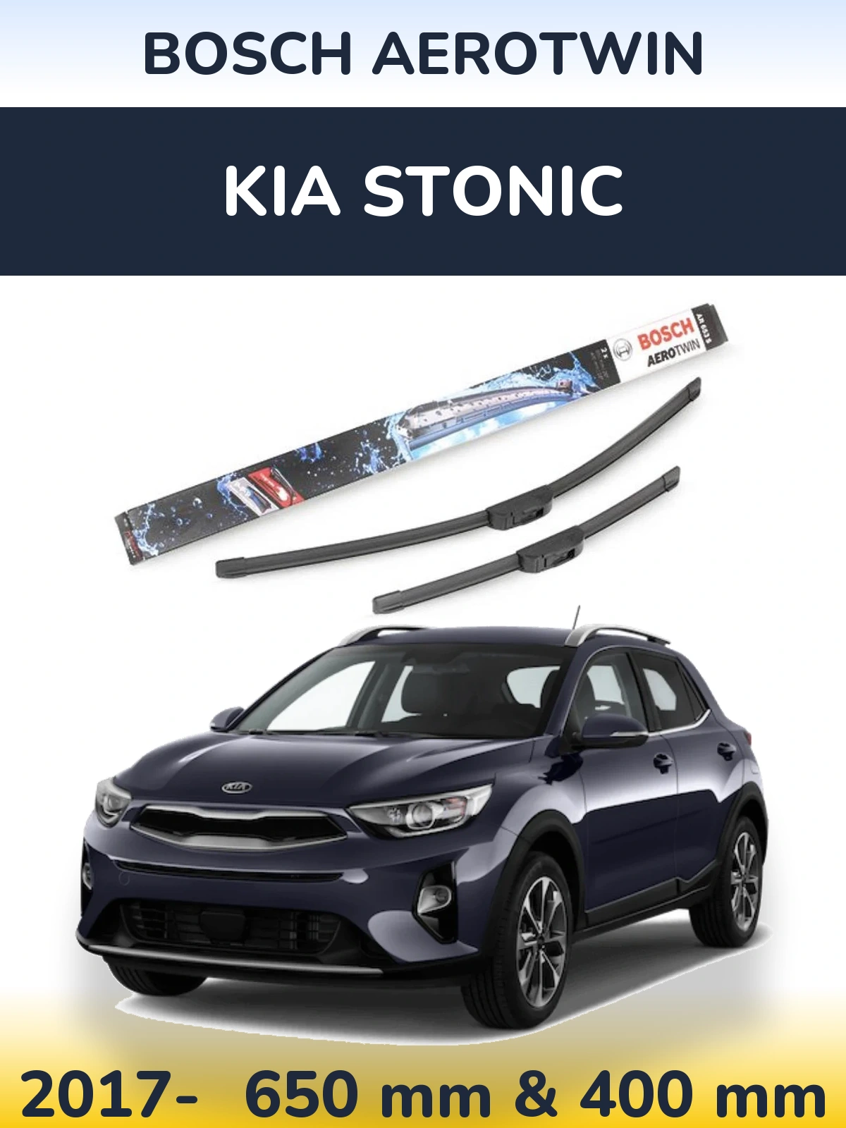 Комплект передних дворников BOSCH AeroTwin 650 & 400 мм для KIA Stonic 2017-2026
