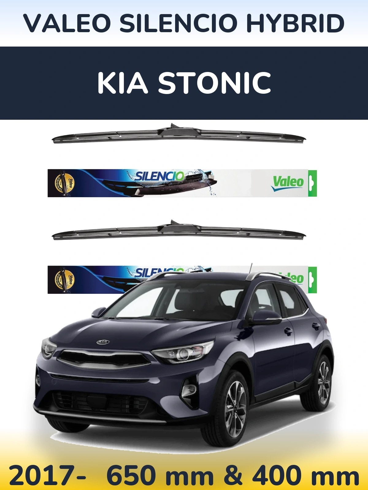 Комплект передних дворников Valeo Silencio Hybrid 650 & 400 мм для KIA Stonic 2017-2026