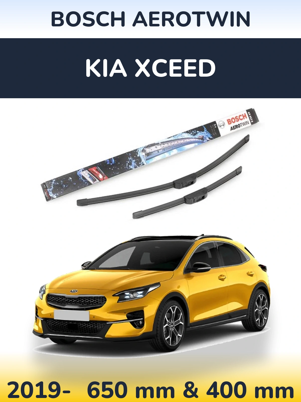 Komplet przednich wycieraczek BOSCH AeroTwin 650 & 400 mm do KIA XCeed 2019-2026