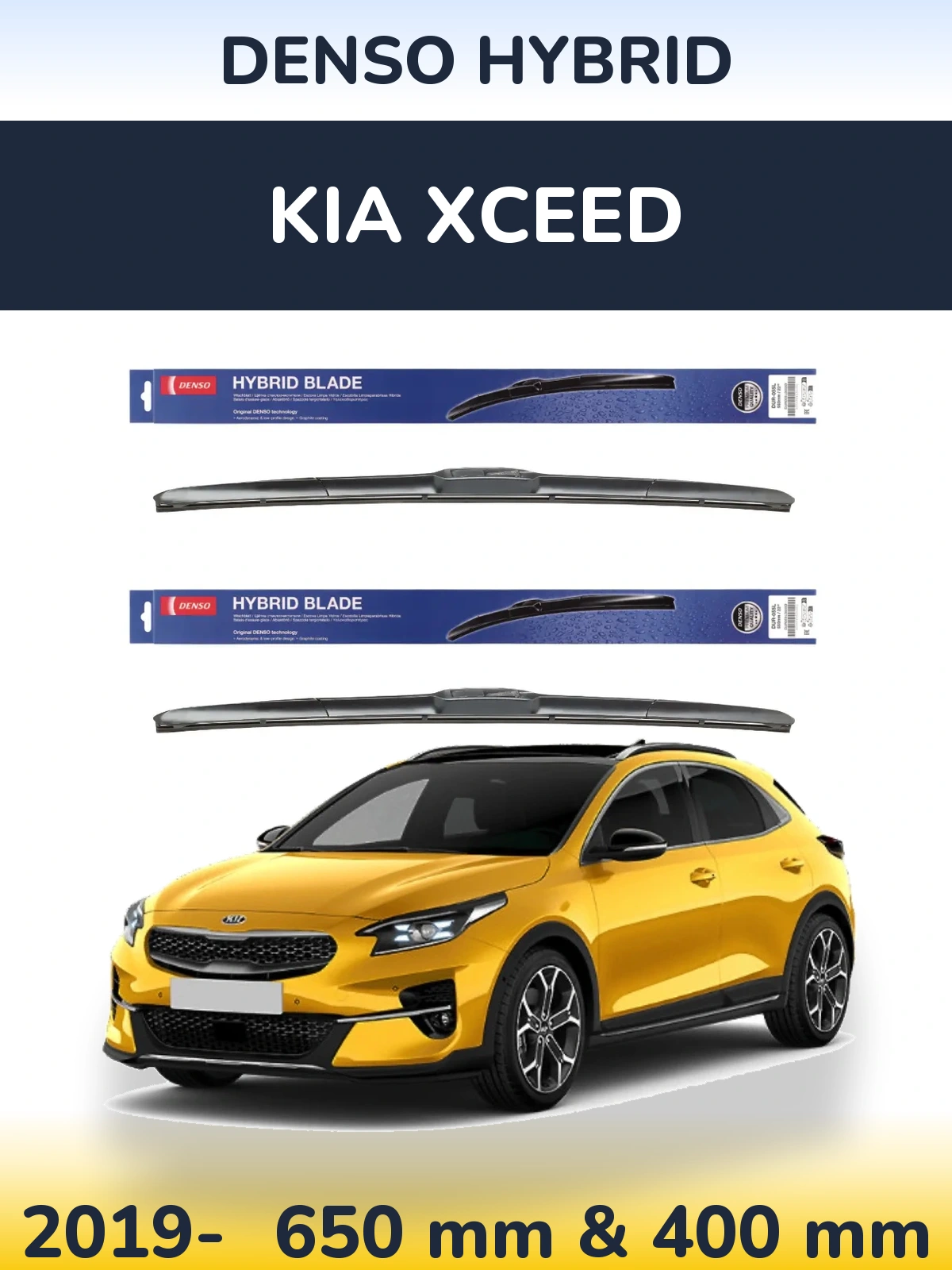 Комплект передних дворников Denso Hybrid 650 & 400 мм для KIA XCeed 2019-2026
