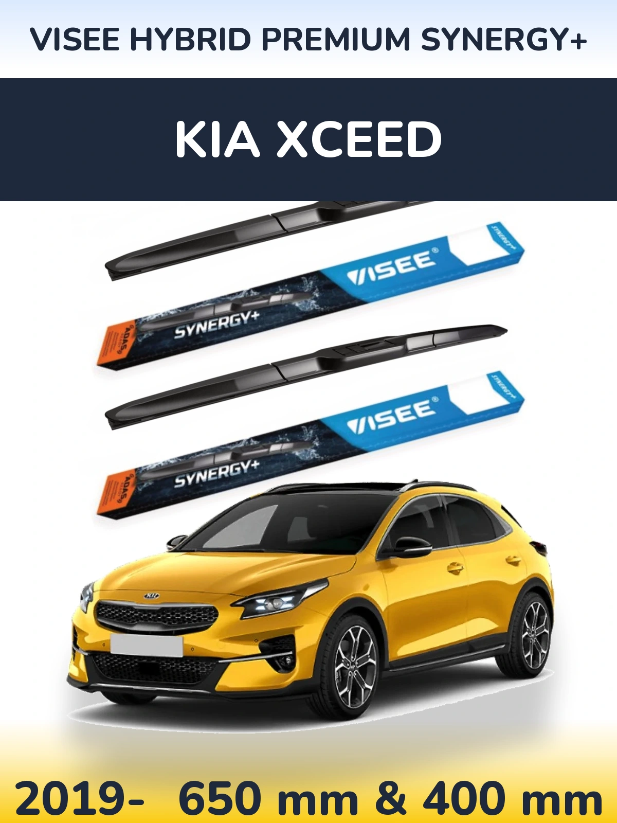 Комплект передних дворников VISEE HYBRID PREMIUM SYNERGY+ 650 & 400 мм для KIA XCeed 2019-2026