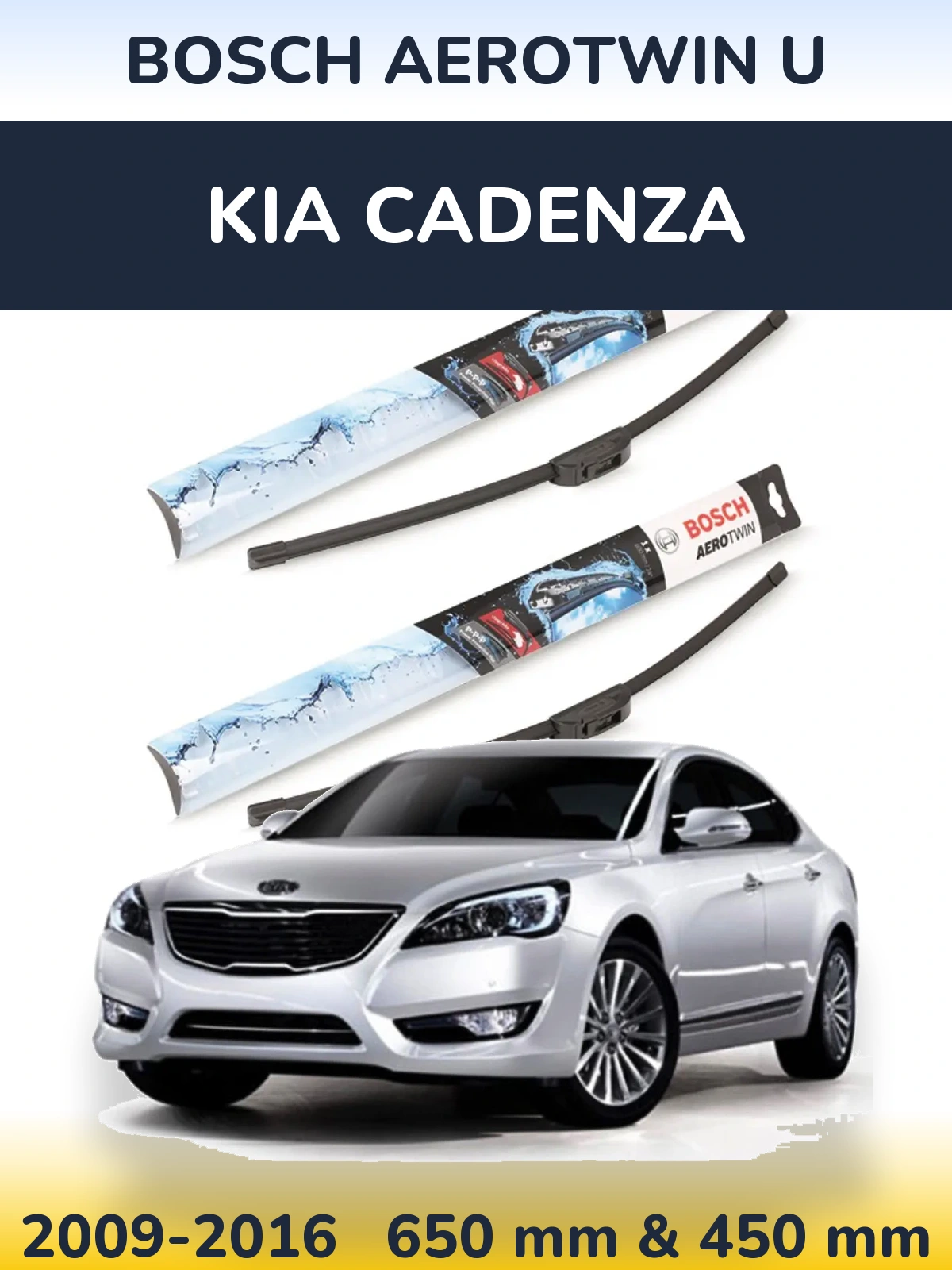 Komplet przednich wycieraczek BOSCH AeroTwin U 650 & 450 mm do KIA Cadenza 2009-2016