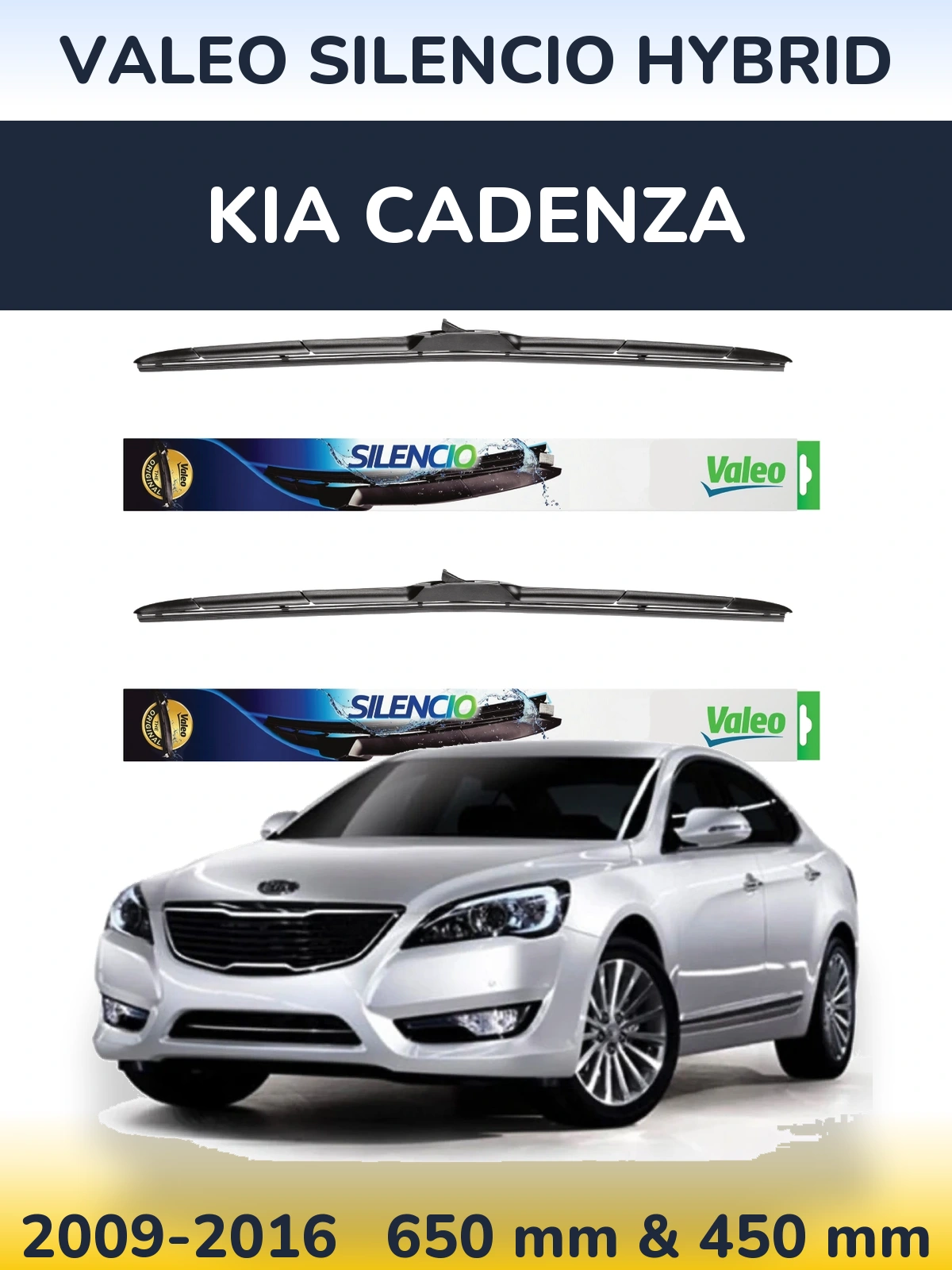 Комплект передних дворников Valeo Silencio Hybrid 650 & 450 мм для KIA Cadenza 2009-2016