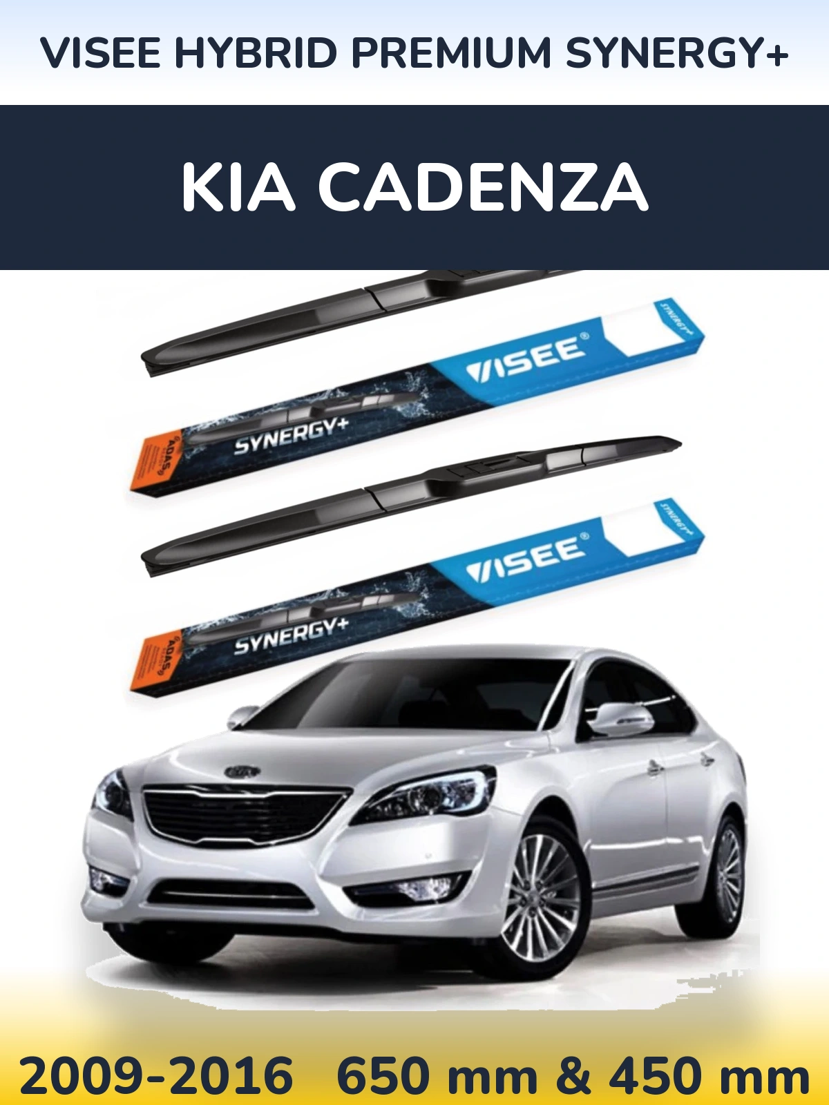 Комплект передних дворников VISEE HYBRID PREMIUM SYNERGY+ 650 & 450 мм для KIA Cadenza 2009-2016