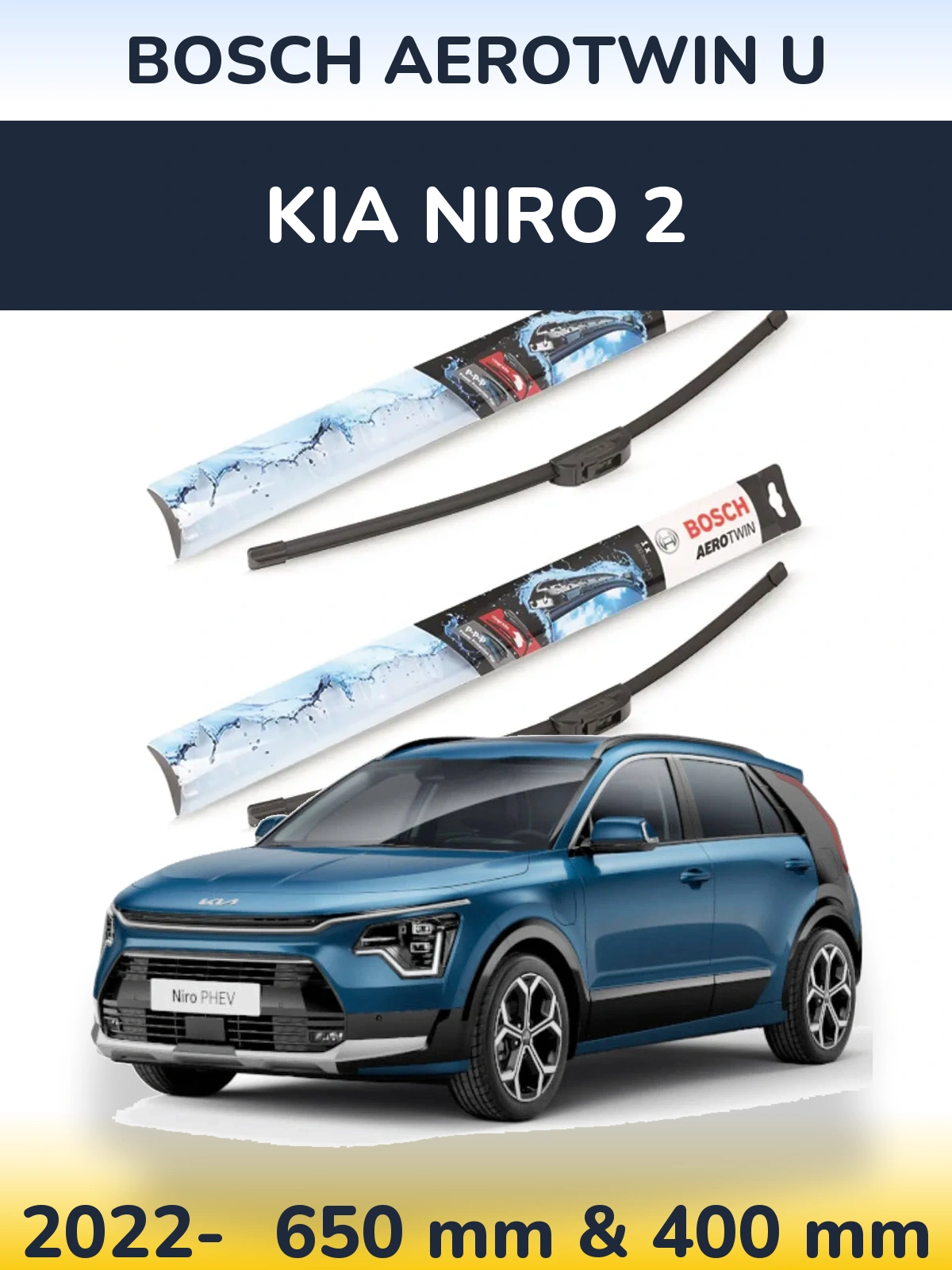 Komplet przednich wycieraczek BOSCH AeroTwin U 650 & 400 mm do KIA Niro 2 2022-2026