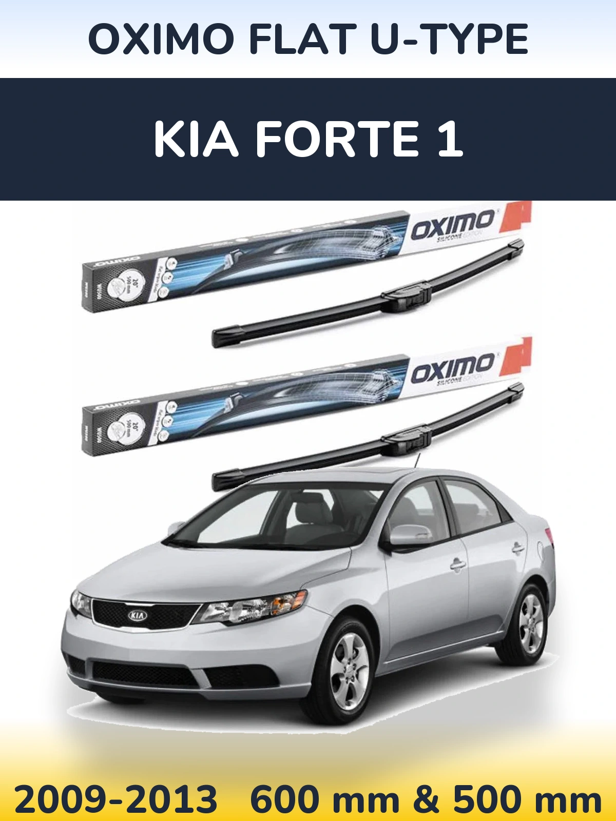 Komplet przednich wycieraczek Oximo Flat U-type 600 & 500 mm do KIA Forte 1 2009-2013