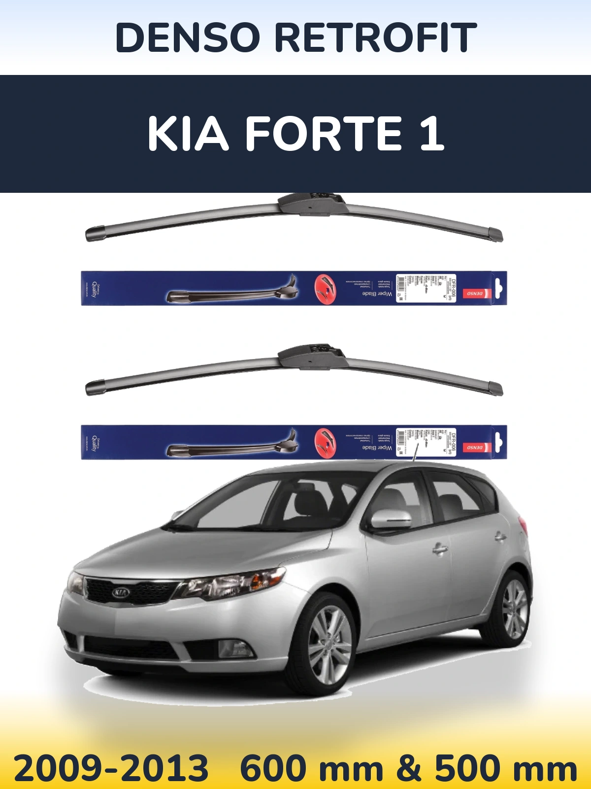 Комплект передних дворников Denso Retrofit 600 & 500 мм для KIA Forte 1 2009-2013