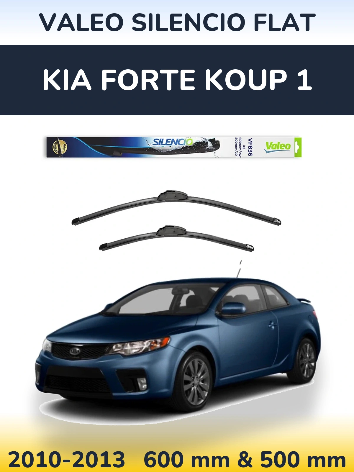 Комплект передних дворников Valeo Silencio Flat 600 & 500 мм для KIA Forte Koup 1 2010-2013