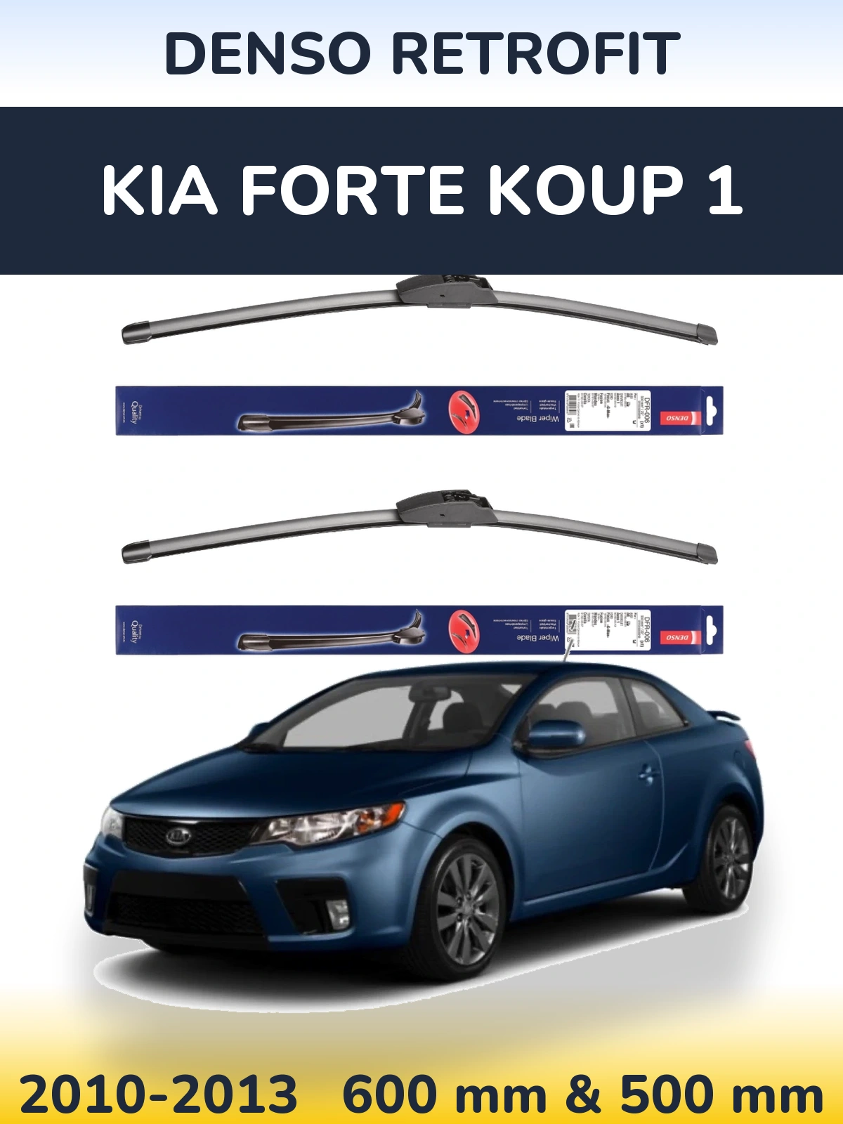 Komplet przednich wycieraczek Denso Retrofit 600 & 500 mm do KIA Forte Koup 1 2010-2013