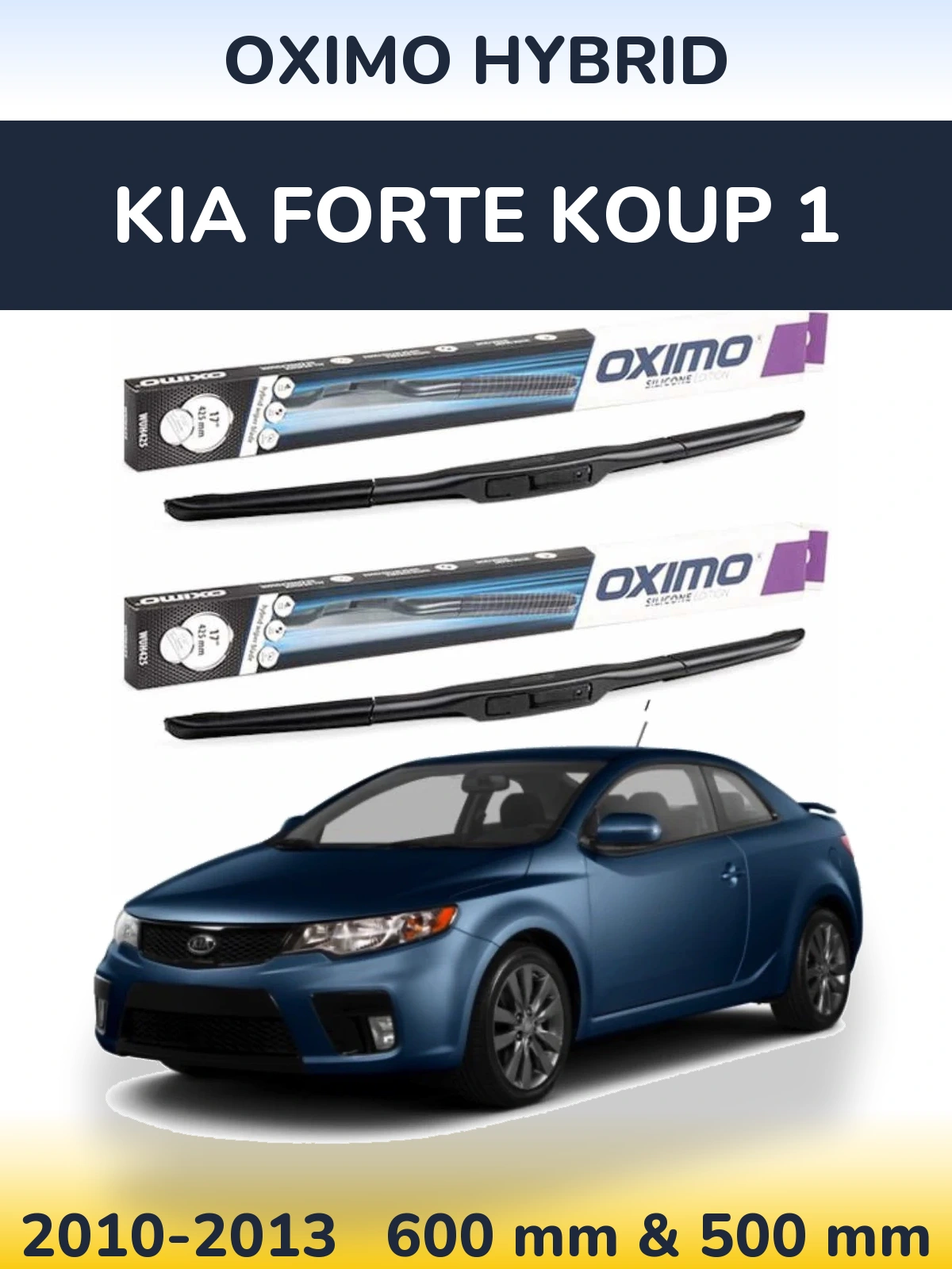 Комплект передних дворников Oximo Hybrid 600 & 500 мм для KIA Forte Koup 1 2010-2013