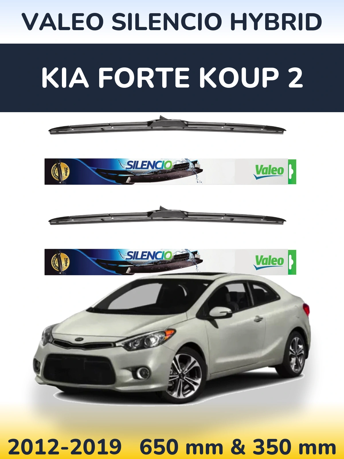 Комплект передних дворников Valeo Silencio Hybrid 650 & 350 мм для KIA Forte Koup 2 2012-2019