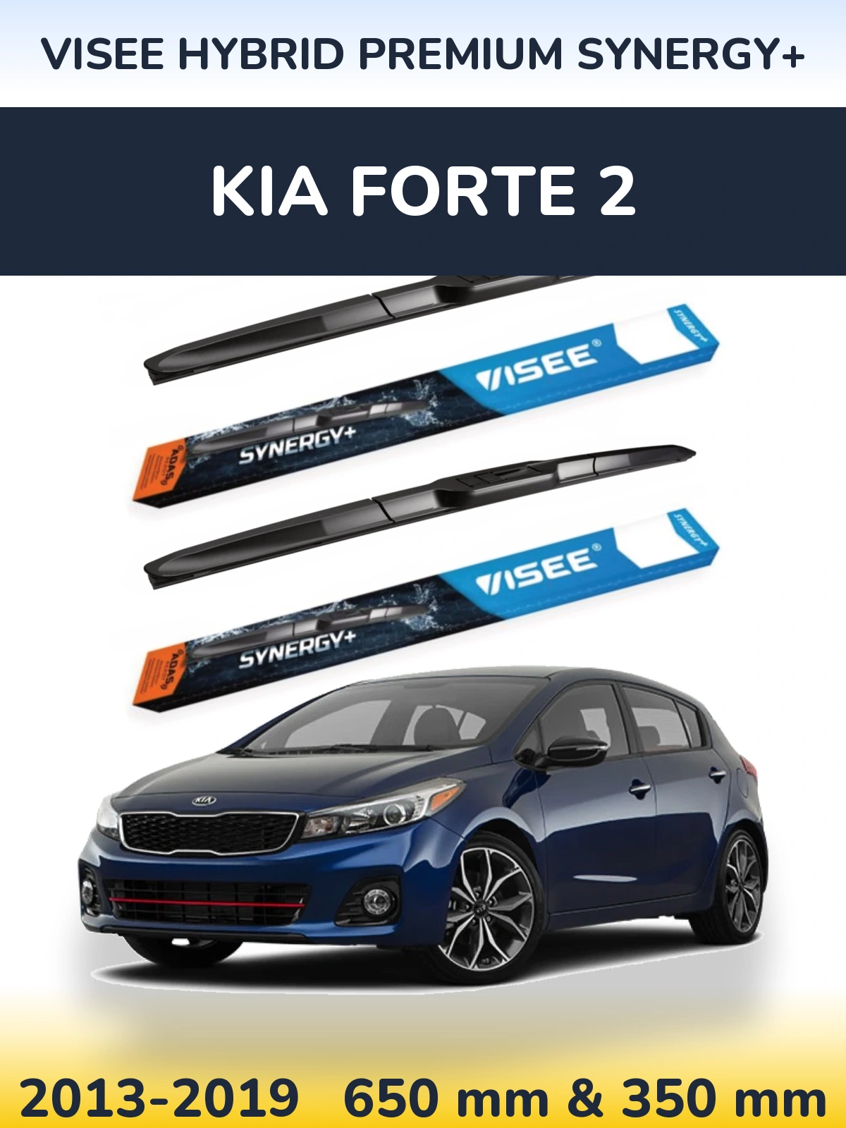 Komplet przednich wycieraczek VISEE HYBRID PREMIUM SYNERGY+ 650 & 350 mm do KIA Forte 2 2013-2019