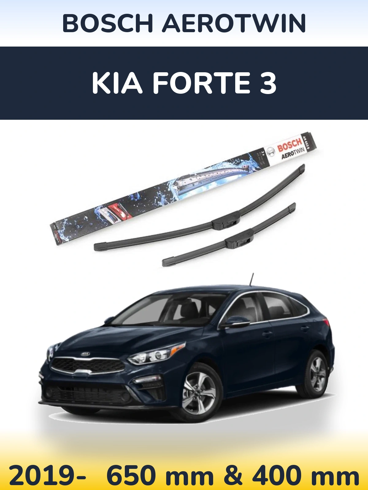 Komplet przednich wycieraczek BOSCH AeroTwin 650 & 400 mm do KIA Forte 3 2019-2026
