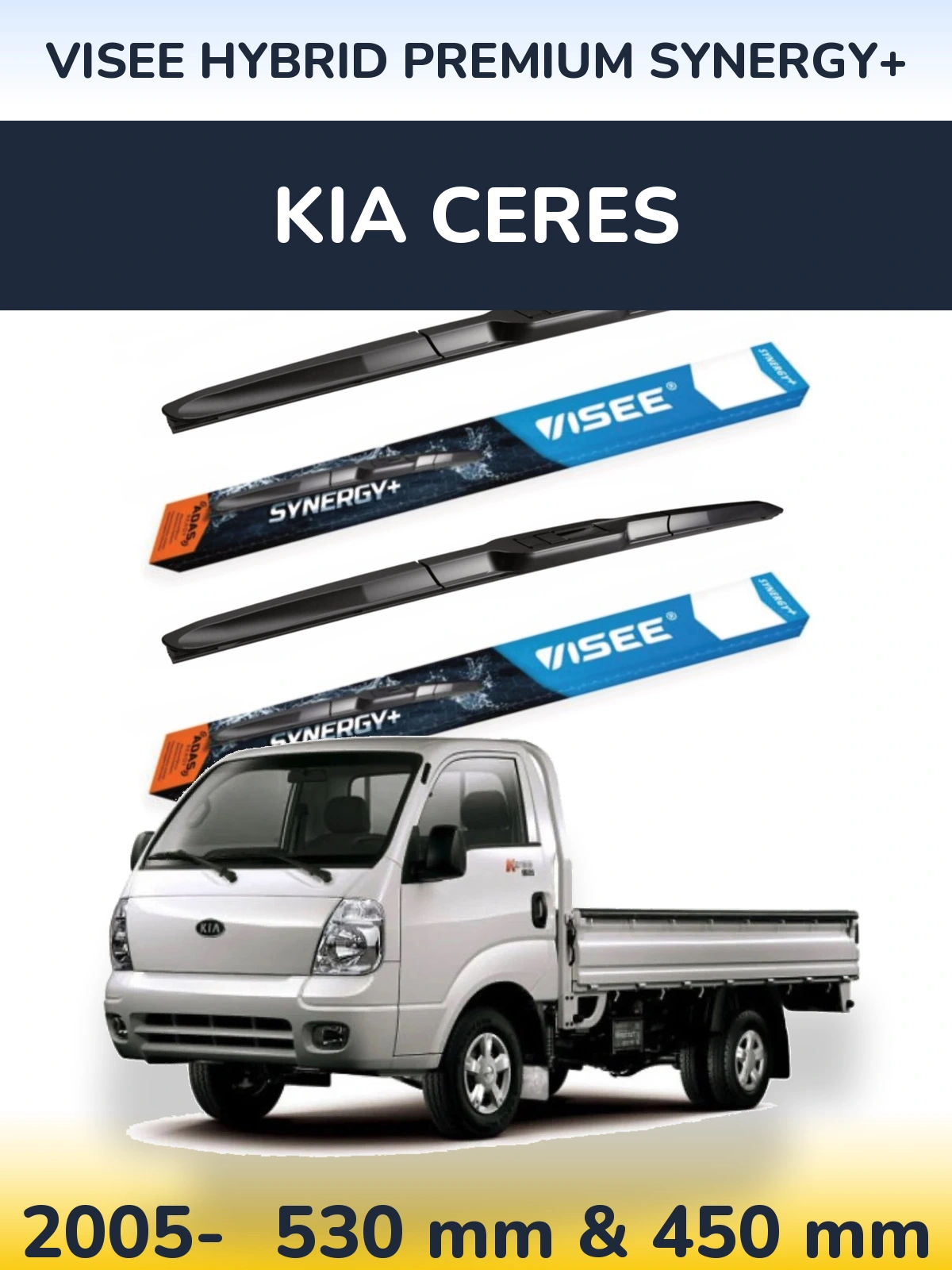 Komplet przednich wycieraczek VISEE HYBRID PREMIUM SYNERGY+ 530 & 450 mm do KIA Ceres 2005-2026