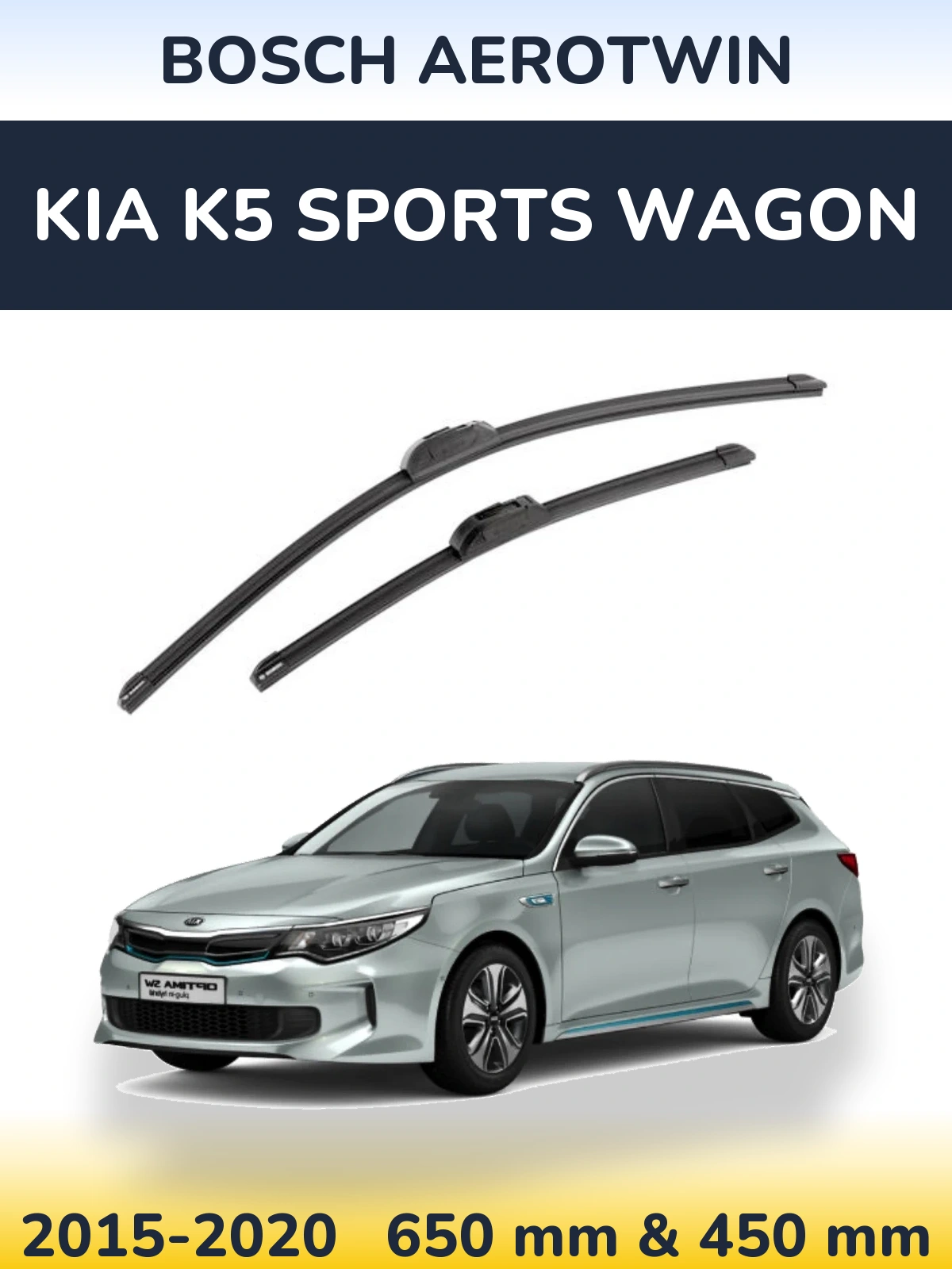 Front wiper blade set BOSCH AeroTwin 650 & 450 mm for KIA K5 Sports Wagon 2015-2020