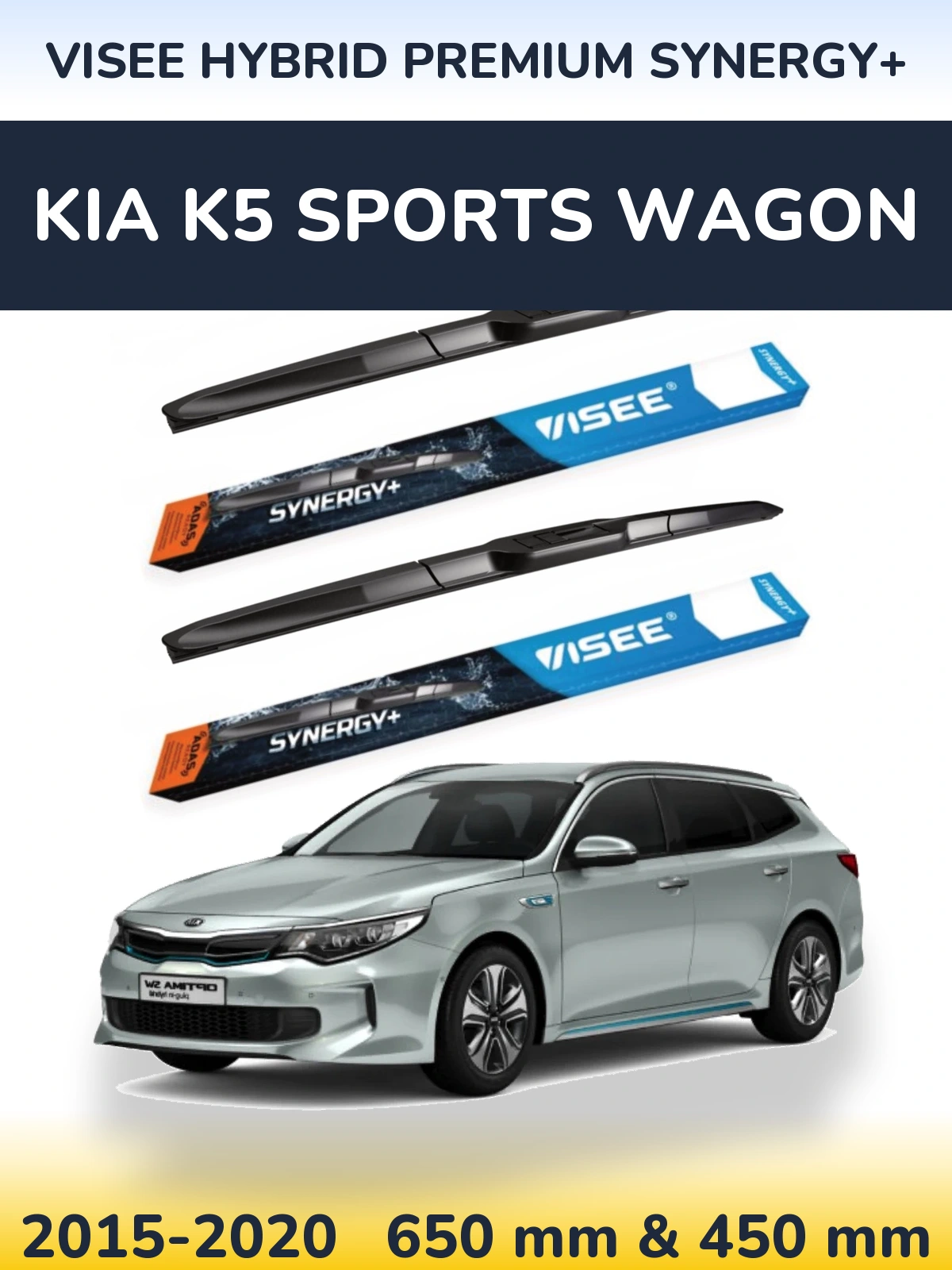 Komplet przednich wycieraczek VISEE HYBRID PREMIUM SYNERGY+ 650 & 450 mm do KIA K5 Sports Wagon 2015-2020