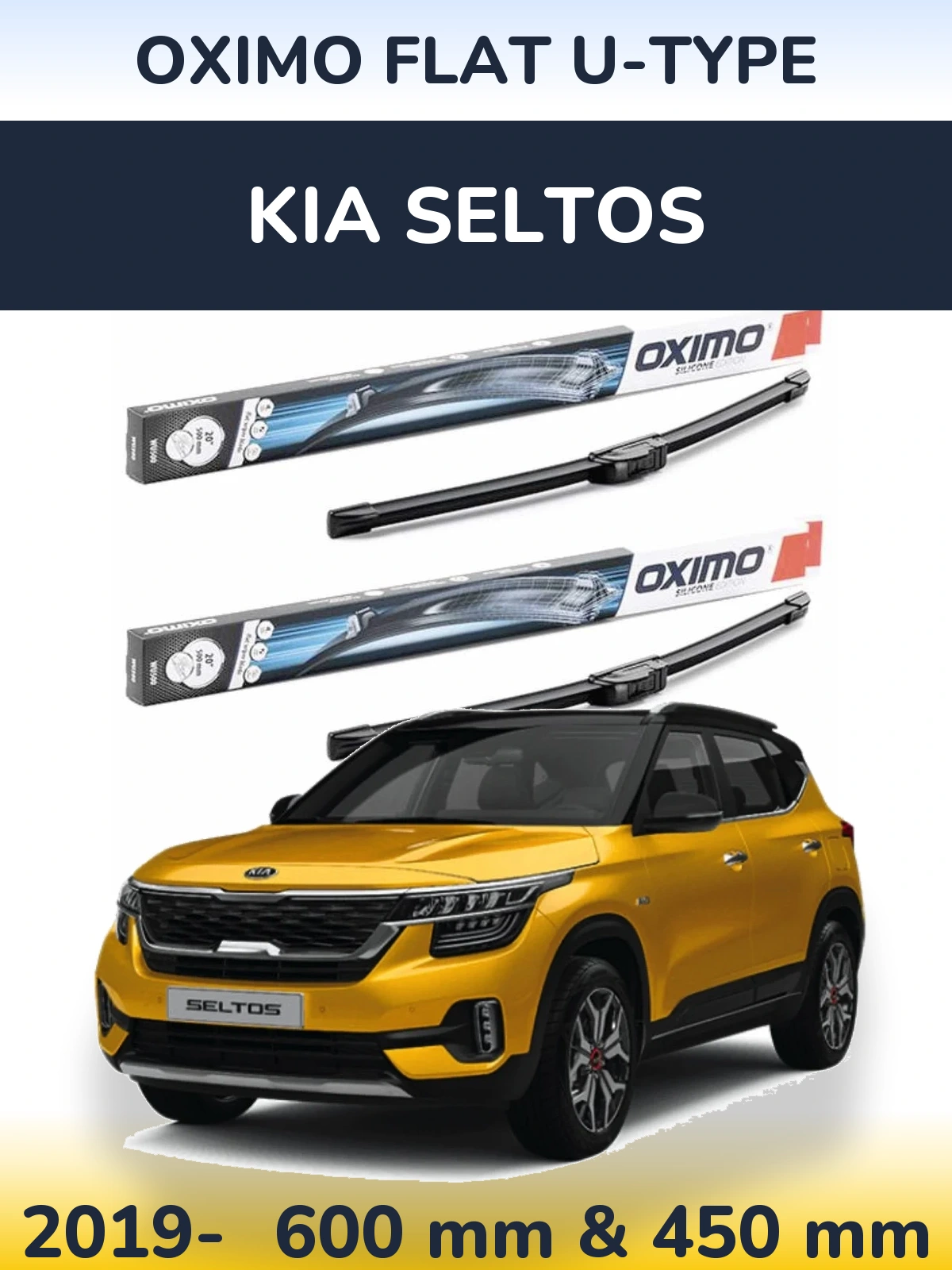 Komplet przednich wycieraczek Oximo Flat U-type 600 & 450 mm do KIA Seltos 2019-2026