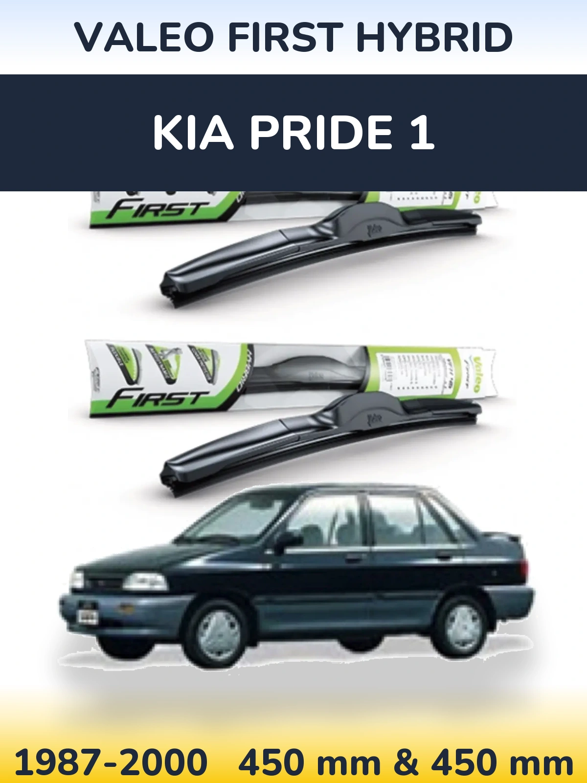 Komplet przednich wycieraczek Valeo First Hybrid 450 & 450 mm do KIA Pride 1 1987-2000