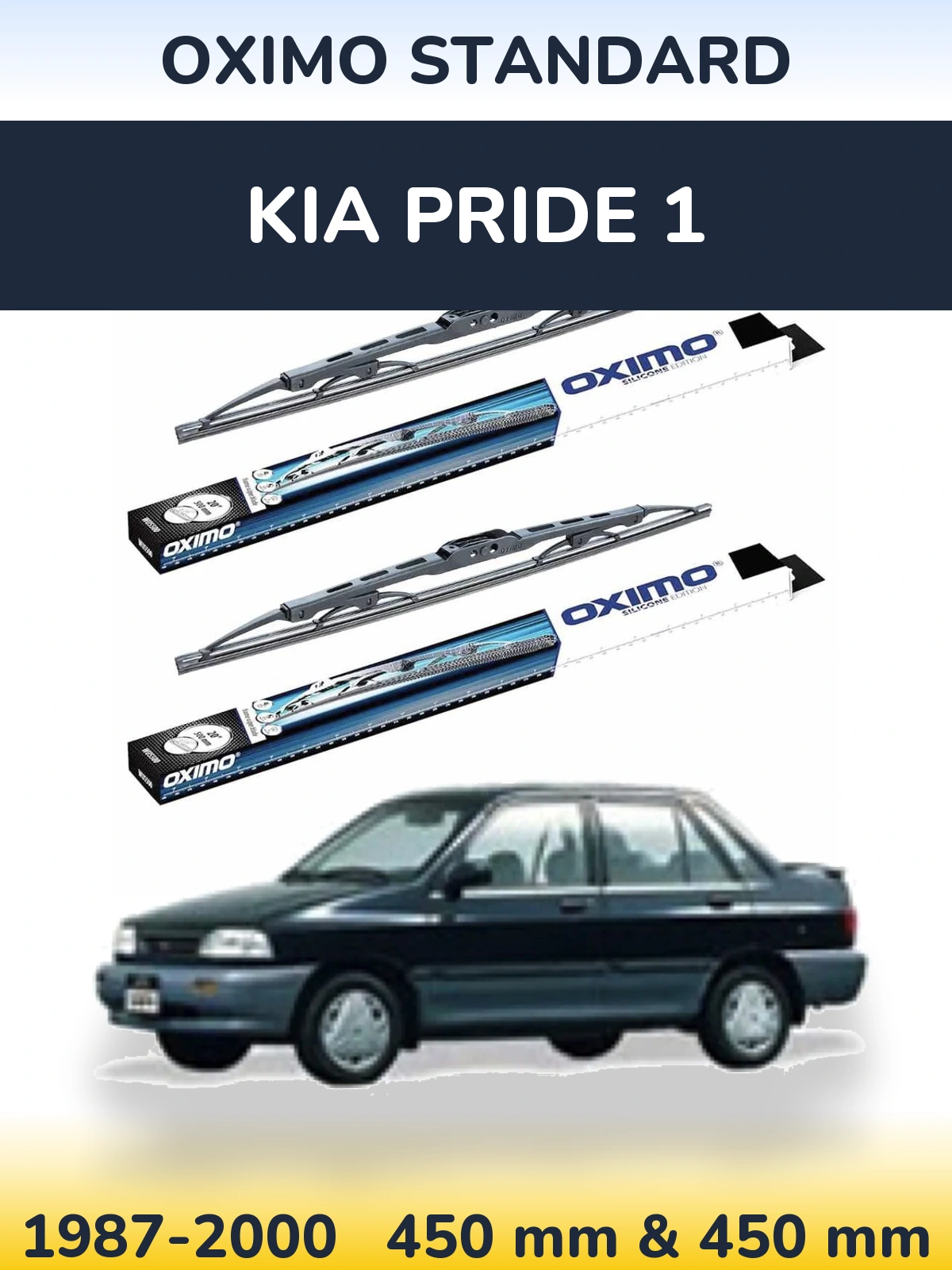 Комплект передних дворников Oximo Standard 450 & 450 мм для KIA Pride 1 1987-2000