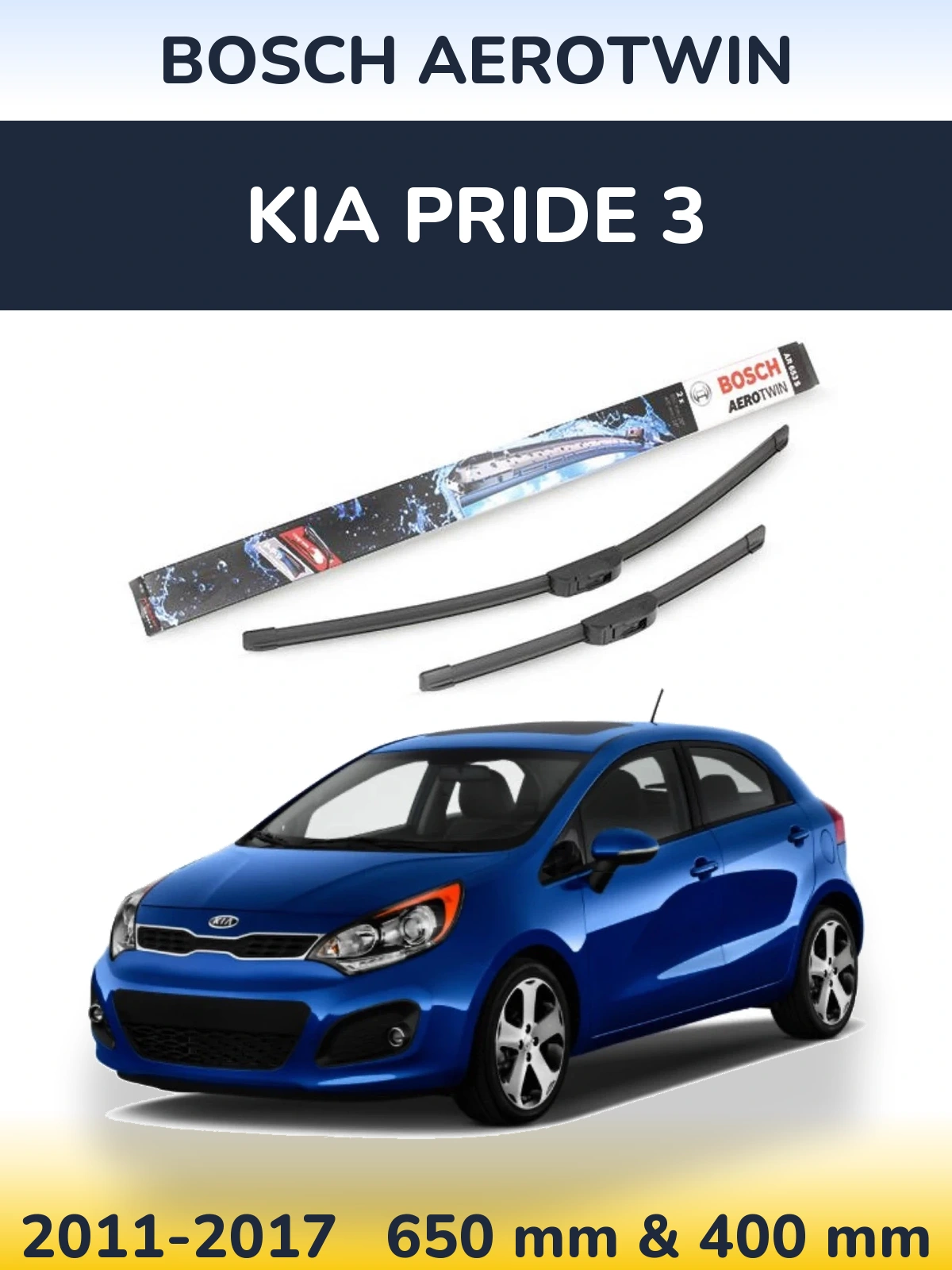 Komplet przednich wycieraczek BOSCH AeroTwin 650 & 400 mm do KIA Pride 3 2011-2017