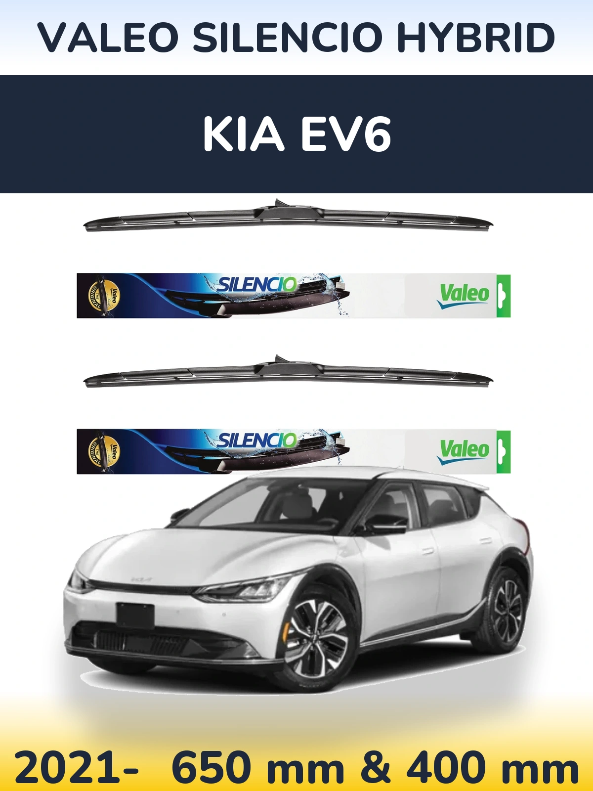 Komplet przednich wycieraczek Valeo Silencio Hybrid 650 & 400 mm do KIA EV6 2021-2026