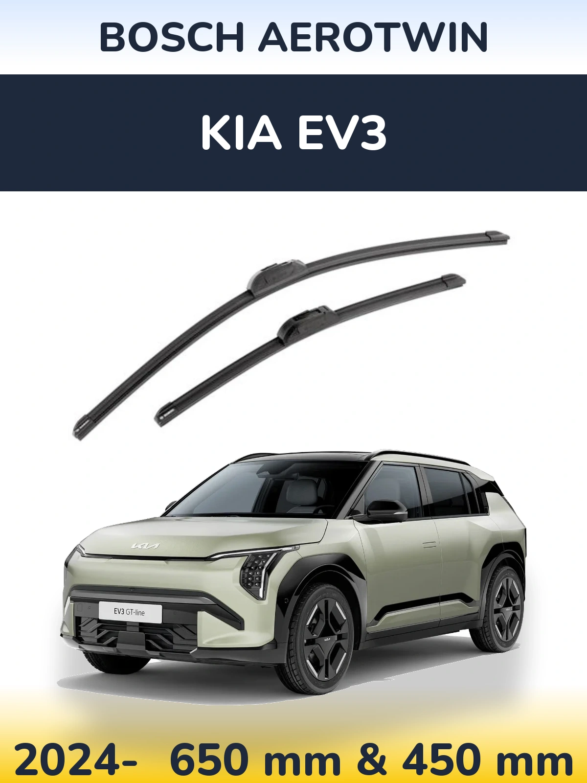 Front wiper blade set BOSCH AeroTwin 650 & 450 mm for KIA EV3 2024-2026
