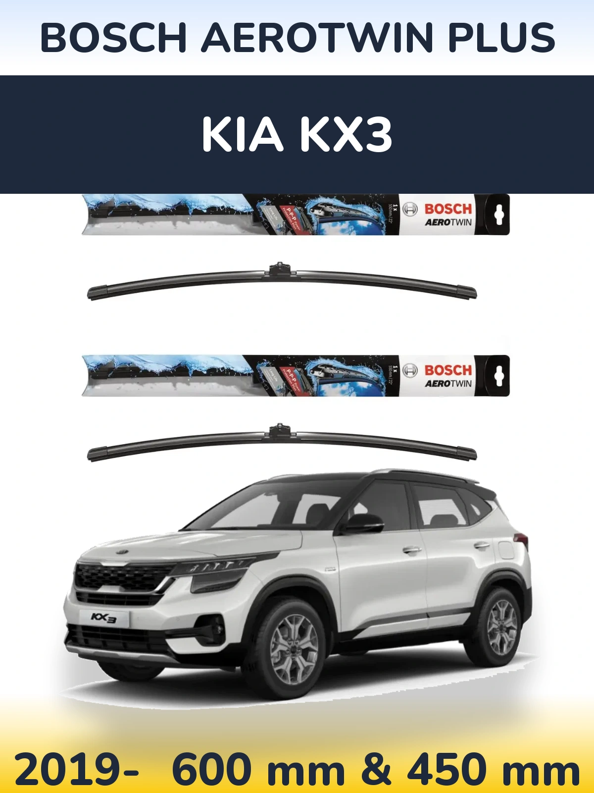 Komplet przednich wycieraczek BOSCH AeroTwin Plus 600 & 450 mm do KIA KX3 2019-2026