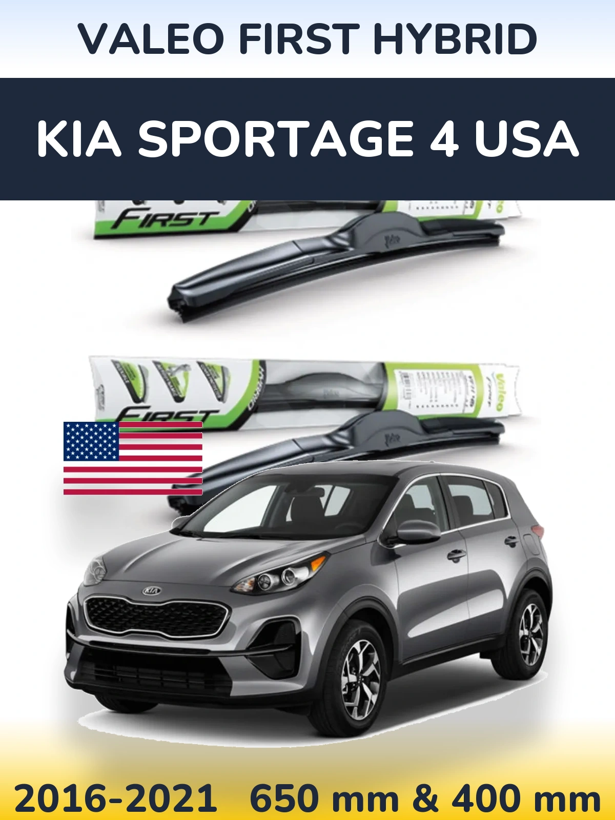 Комплект передніх щіток Valeo First Hybrid 650 & 400 мм для KIA Sportage 4 USA 2016-2021