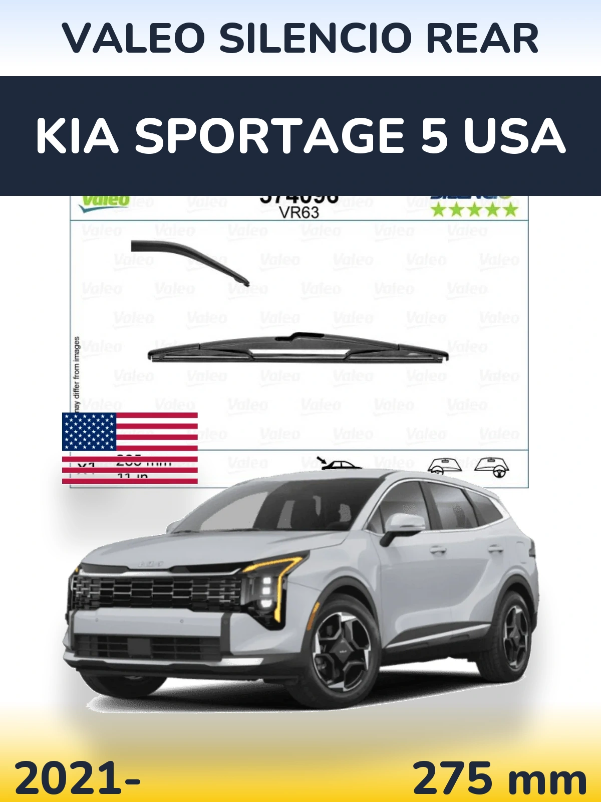 Tylna wycieraczka Valeo Silencio Rear 285 mm do KIA Sportage 5 USA 2021-2026