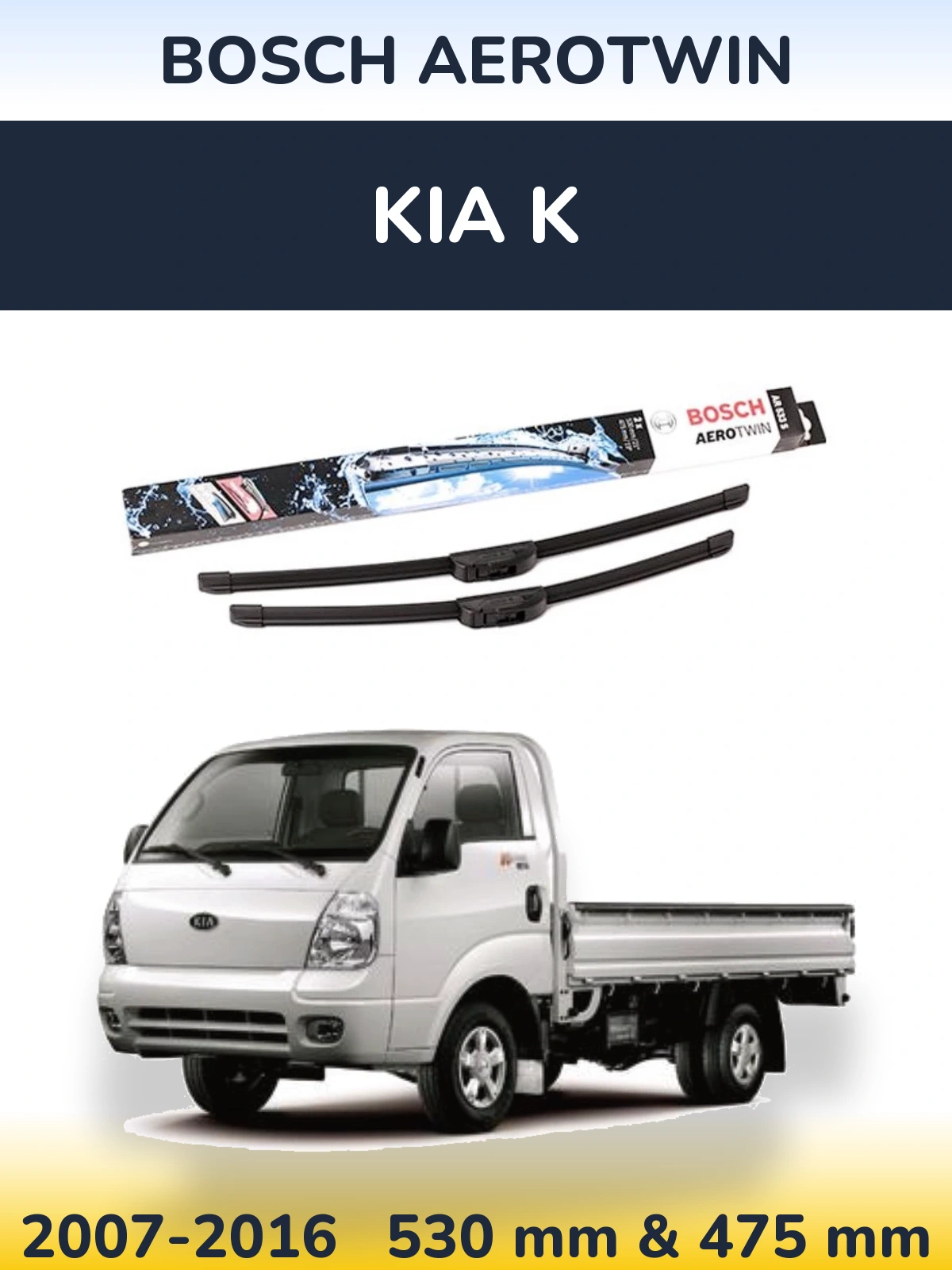 Komplet przednich wycieraczek BOSCH AeroTwin 530 & 475 mm do KIA K 2007-2016