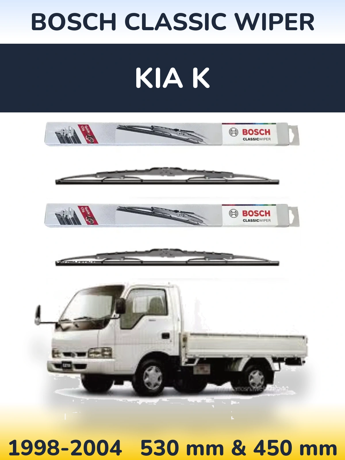 Комплект передних дворников BOSCH Classic Wiper 530 & 450 мм для KIA K 1998-2004