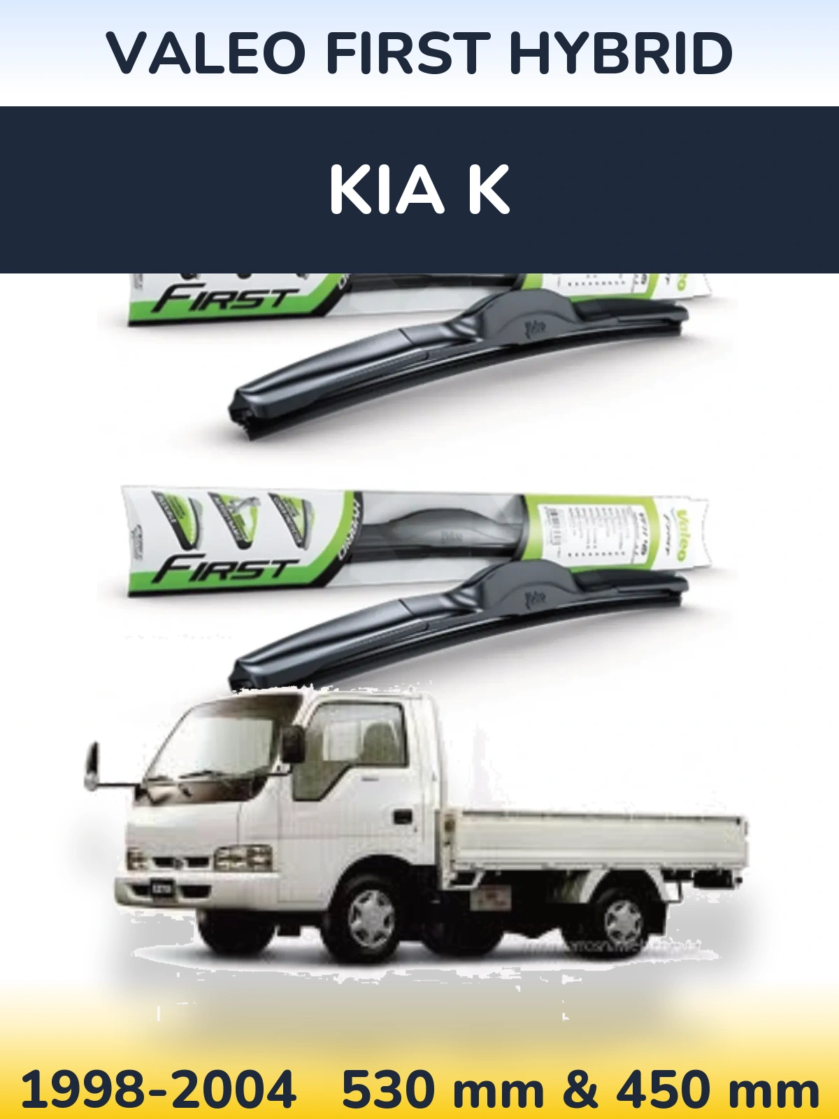 Komplet przednich wycieraczek Valeo First Hybrid 530 & 450 mm do KIA K 1998-2004