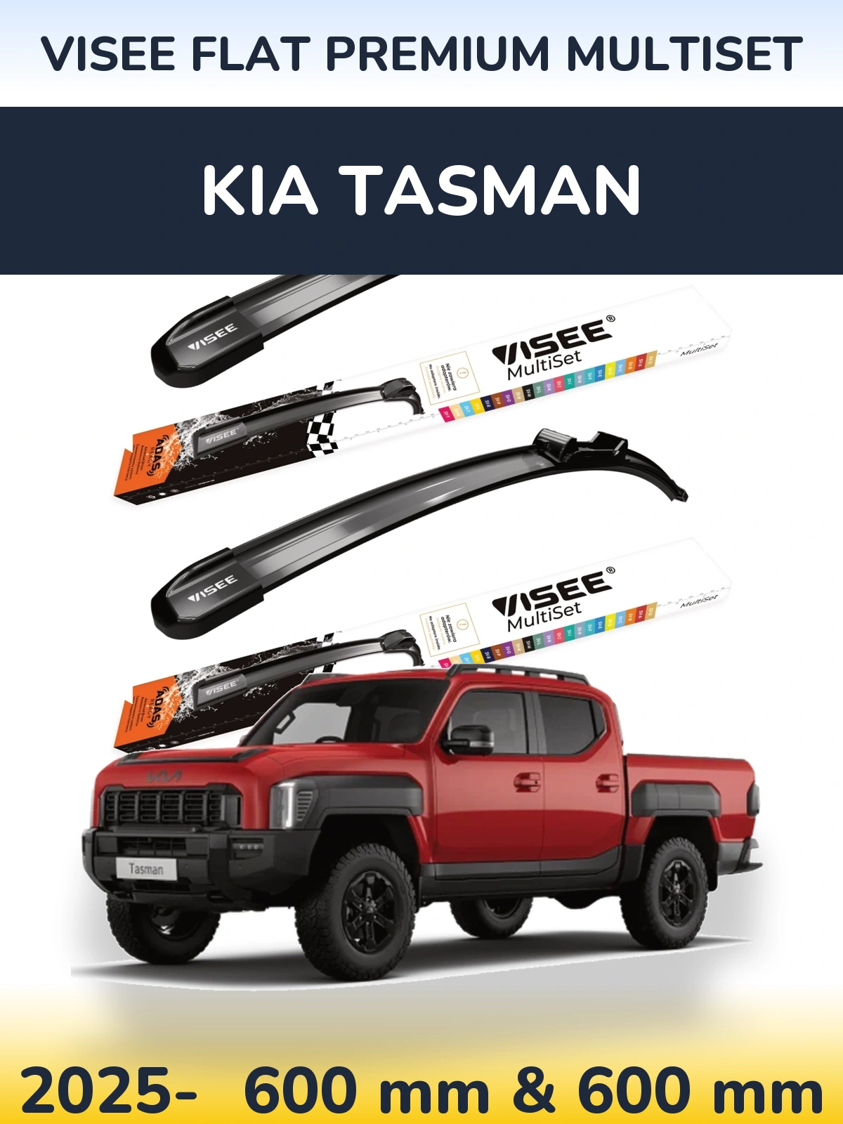 Front wiper blade set VISEE FLAT PREMIUM MultiSet 600 & 600 mm for KIA Tasman 2025-2026