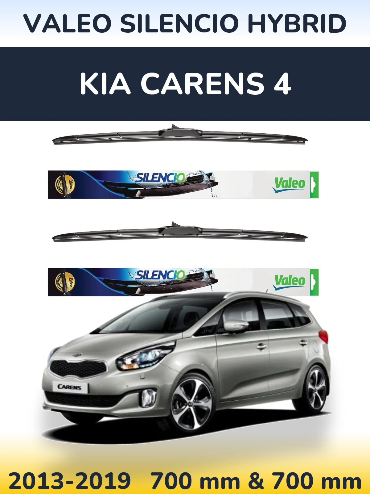 Комплект передних дворников Valeo Silencio Hybrid 700 & 700 мм для KIA Carens 4 2013-2019