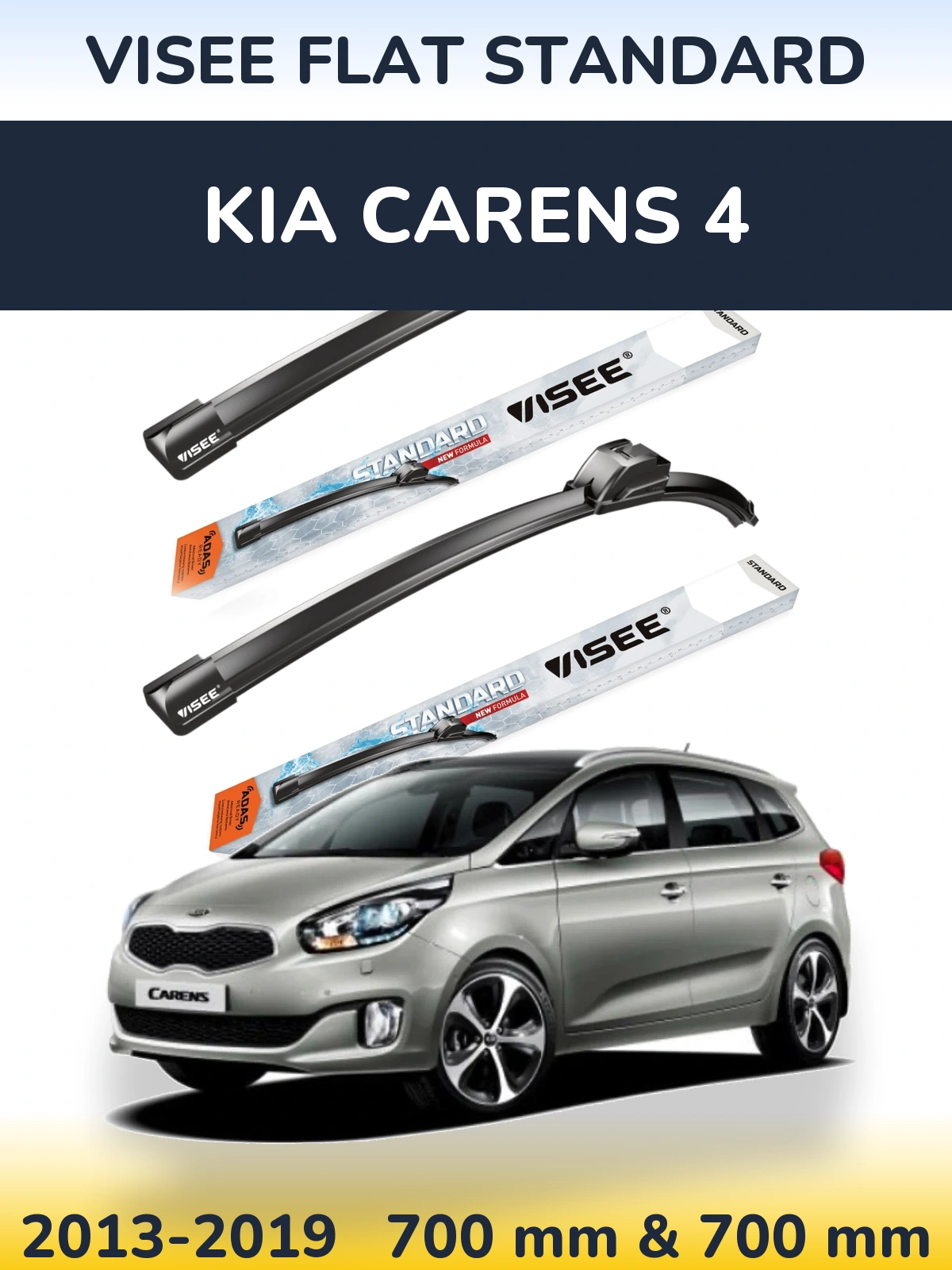 Komplet przednich wycieraczek VISEE FLAT STANDARD 700 & 700 mm do KIA Carens 4 2013-2019