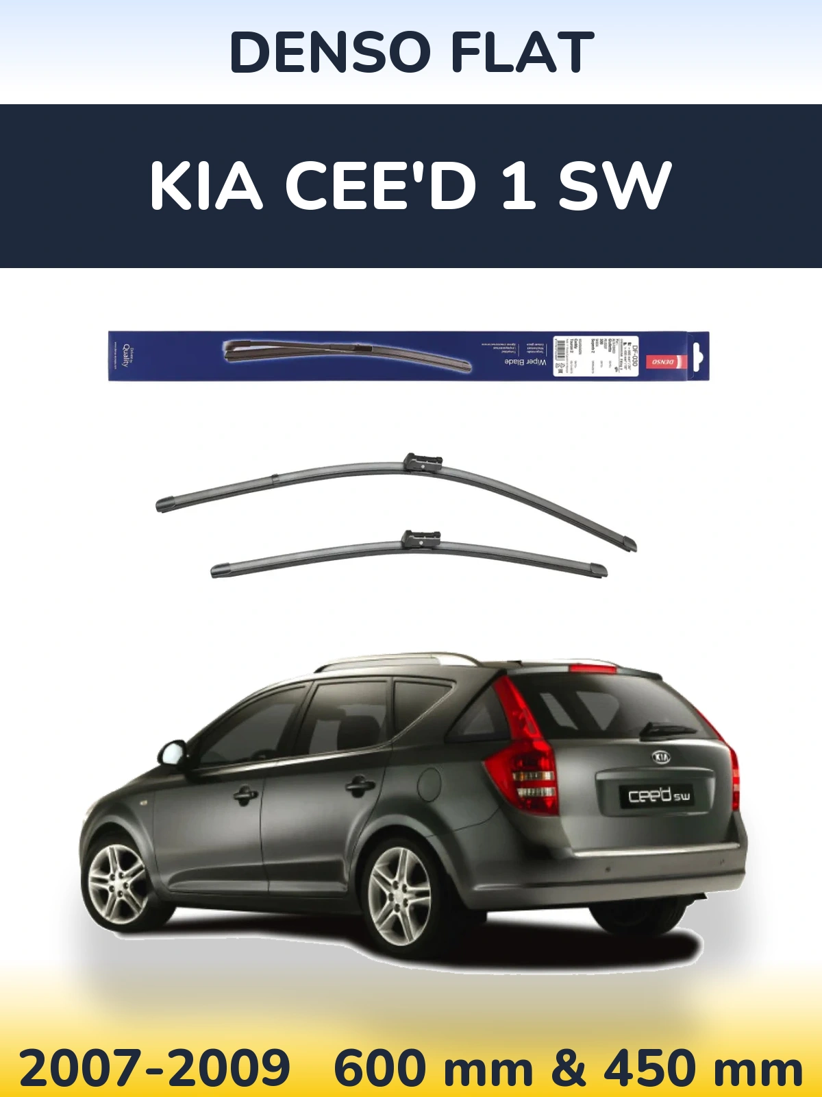 Komplet przednich wycieraczek Denso Flat 600 & 450 mm do KIA Cee'd 1 SW 2007-2009