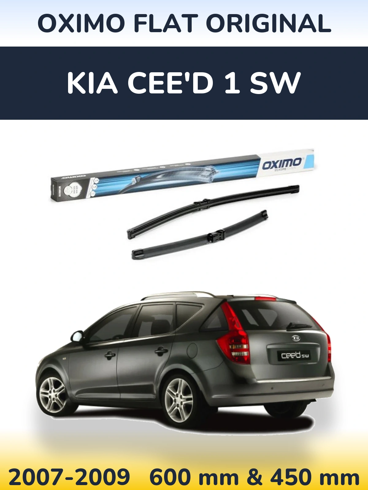 Front wiper blade set Oximo Flat Original 600 & 450 mm for KIA Cee'd 1 SW 2007-2009