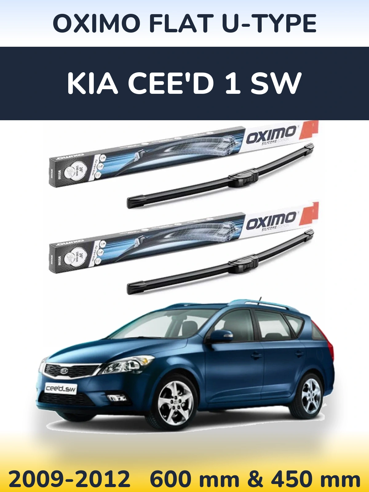 Komplet przednich wycieraczek Oximo Flat U-type 600 & 450 mm do KIA Cee'd 1 SW 2009-2012