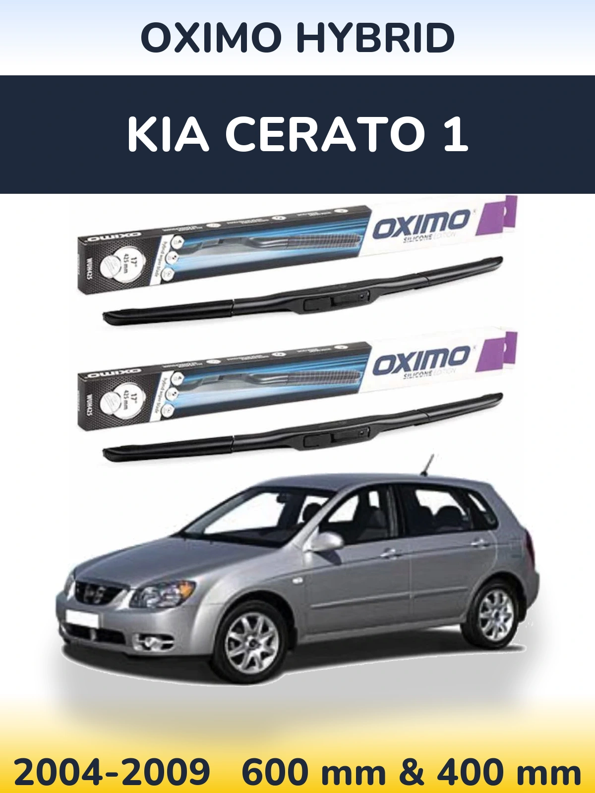 Komplet przednich wycieraczek Oximo Hybrid 600 & 400 mm do KIA Cerato 1 2004-2009