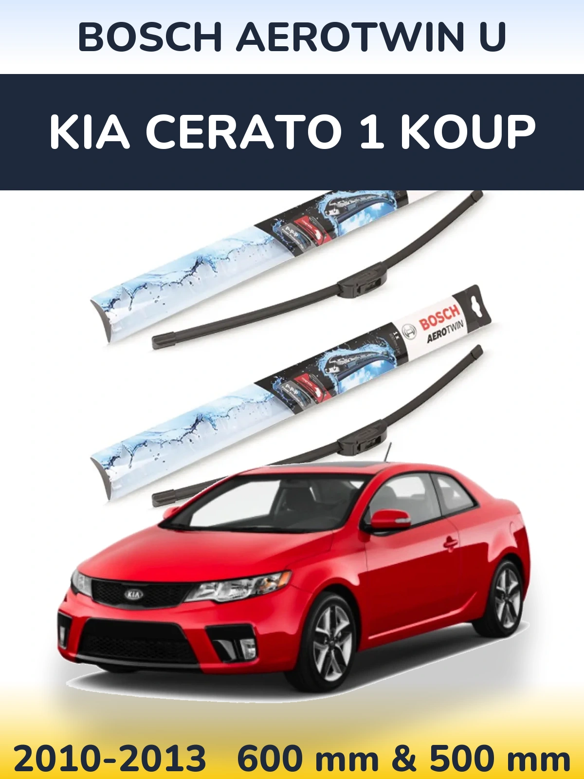 Комплект передних дворников BOSCH AeroTwin U 600 & 500 мм для KIA Cerato 1 Koup 2010-2013