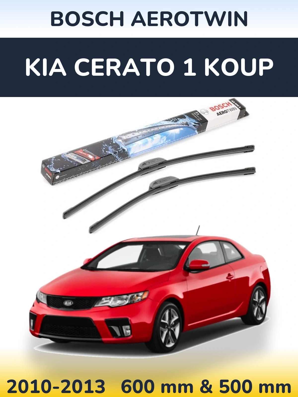 Комплект передних дворников BOSCH AeroTwin 600 & 500 мм для KIA Cerato 1 Koup 2010-2013