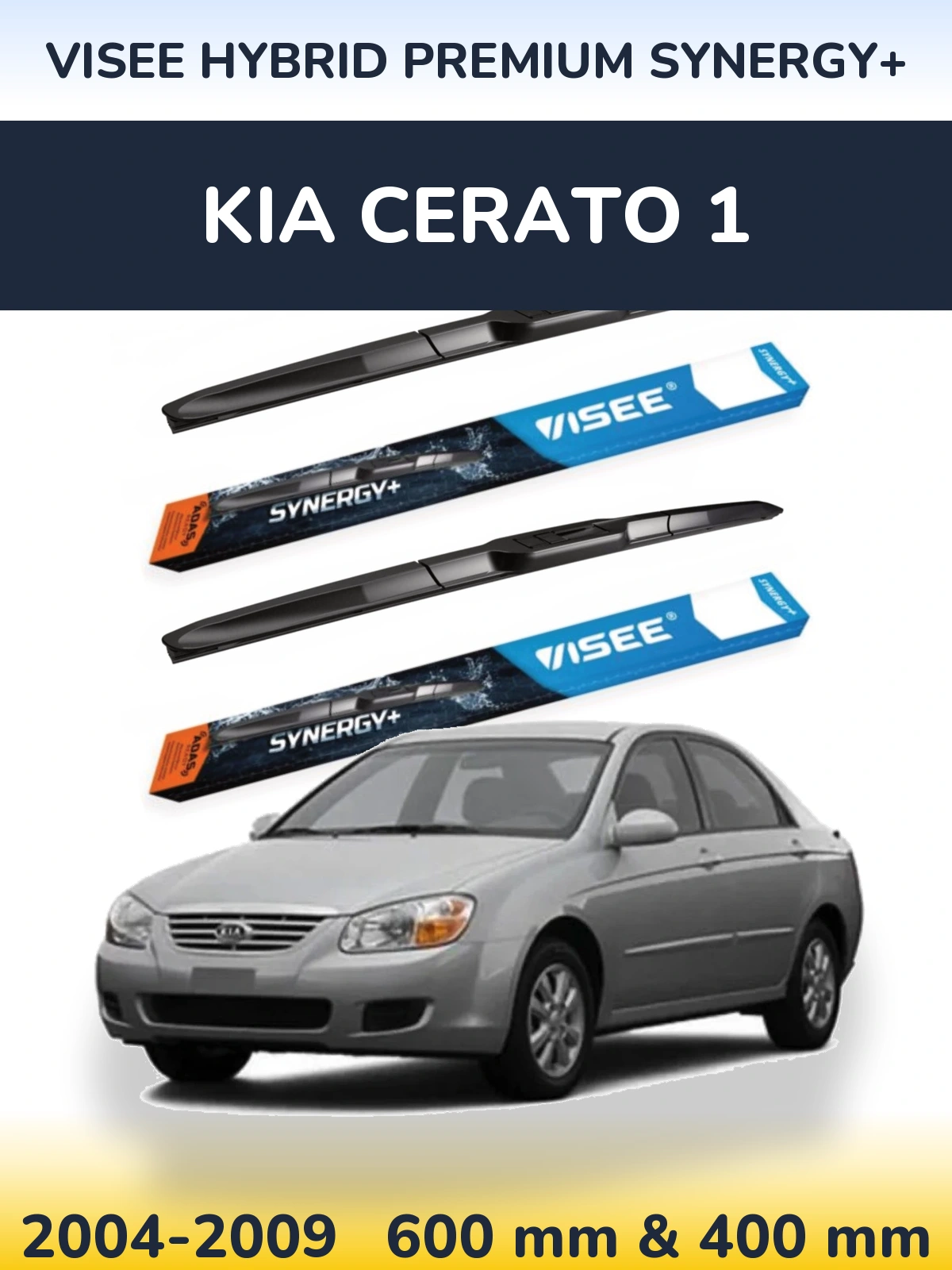 Комплект передних дворников VISEE HYBRID PREMIUM SYNERGY+ 600 & 400 мм для KIA Cerato 1 2004-2009